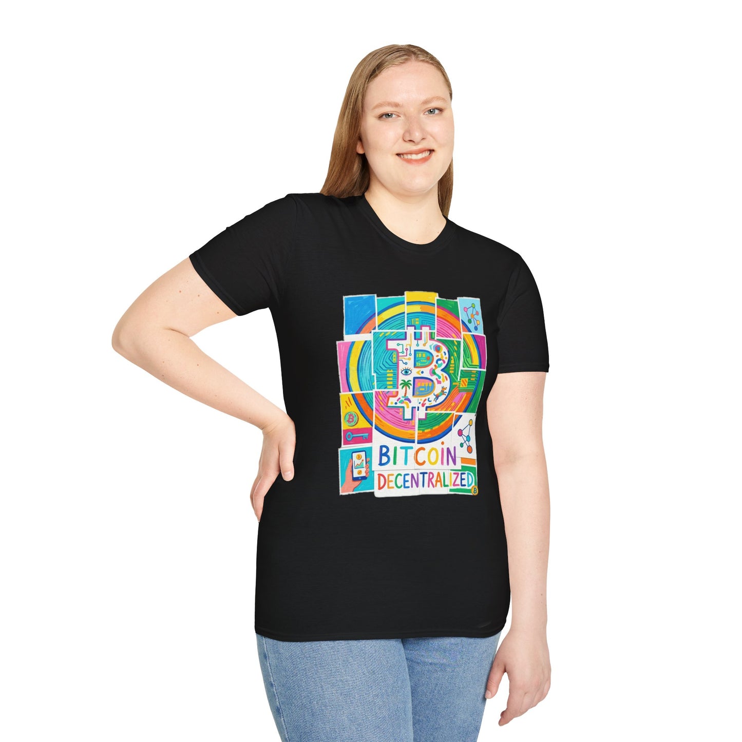 Bitcoin Decentralized Graphic T-Shirt — Colorful Crypto Logo Tee
