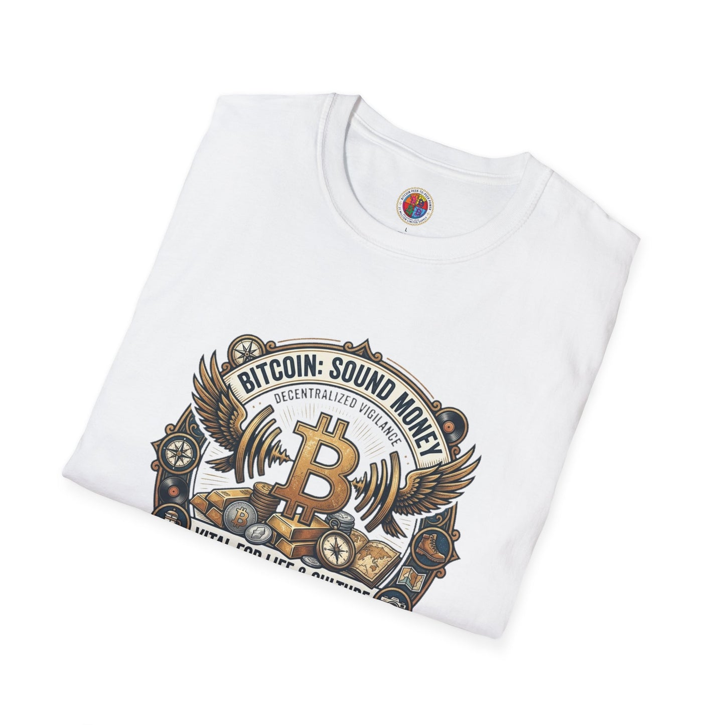 Bitcoin Emblem T-Shirt — "Bitcoin: Sound Money" Vintage Crypto Crest Tee
