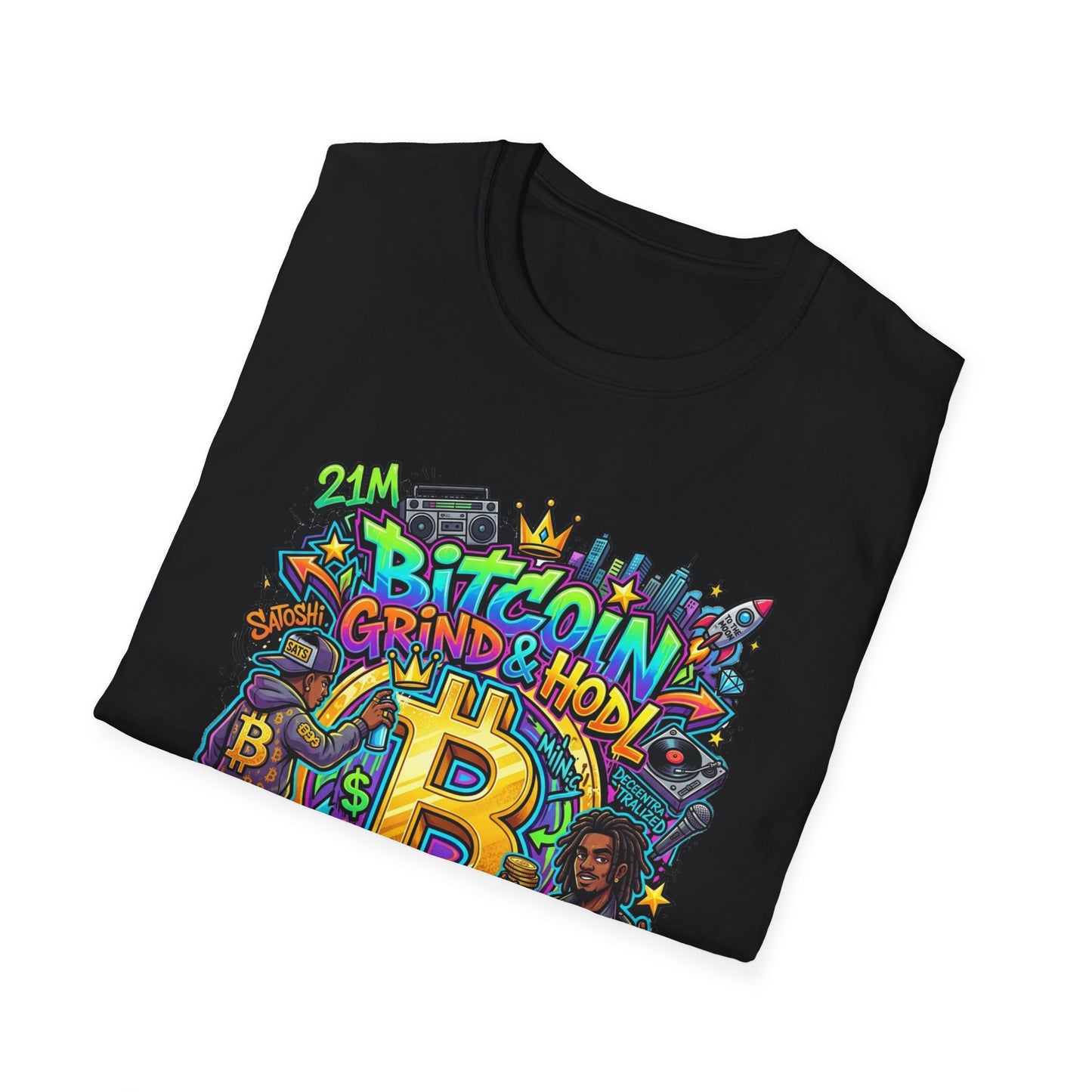 Bitcoin Grind & HODL T-Shirt — Crypto Currency Street Art Tee
