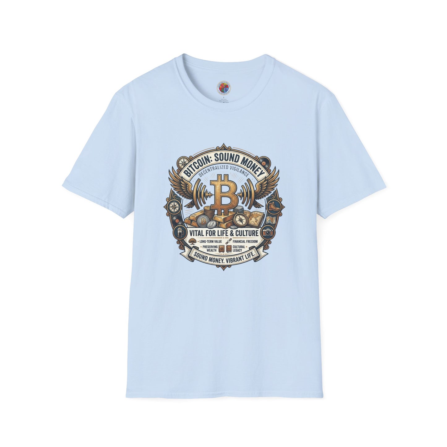 Bitcoin Emblem T-Shirt — "Bitcoin: Sound Money" Vintage Crypto Crest Tee