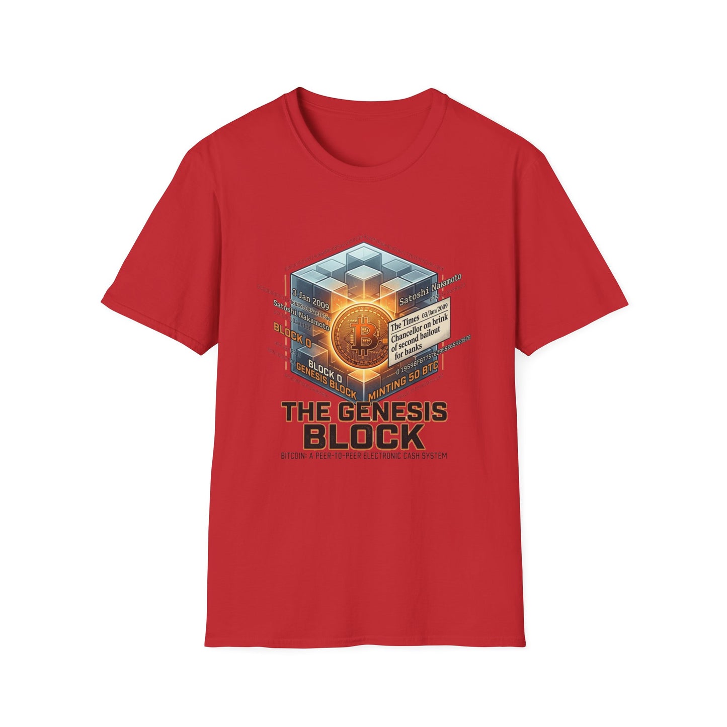 T-Shirt — The Genesis Block Bitcoin Graphic Tee (Cryptocurrency Miner Design)