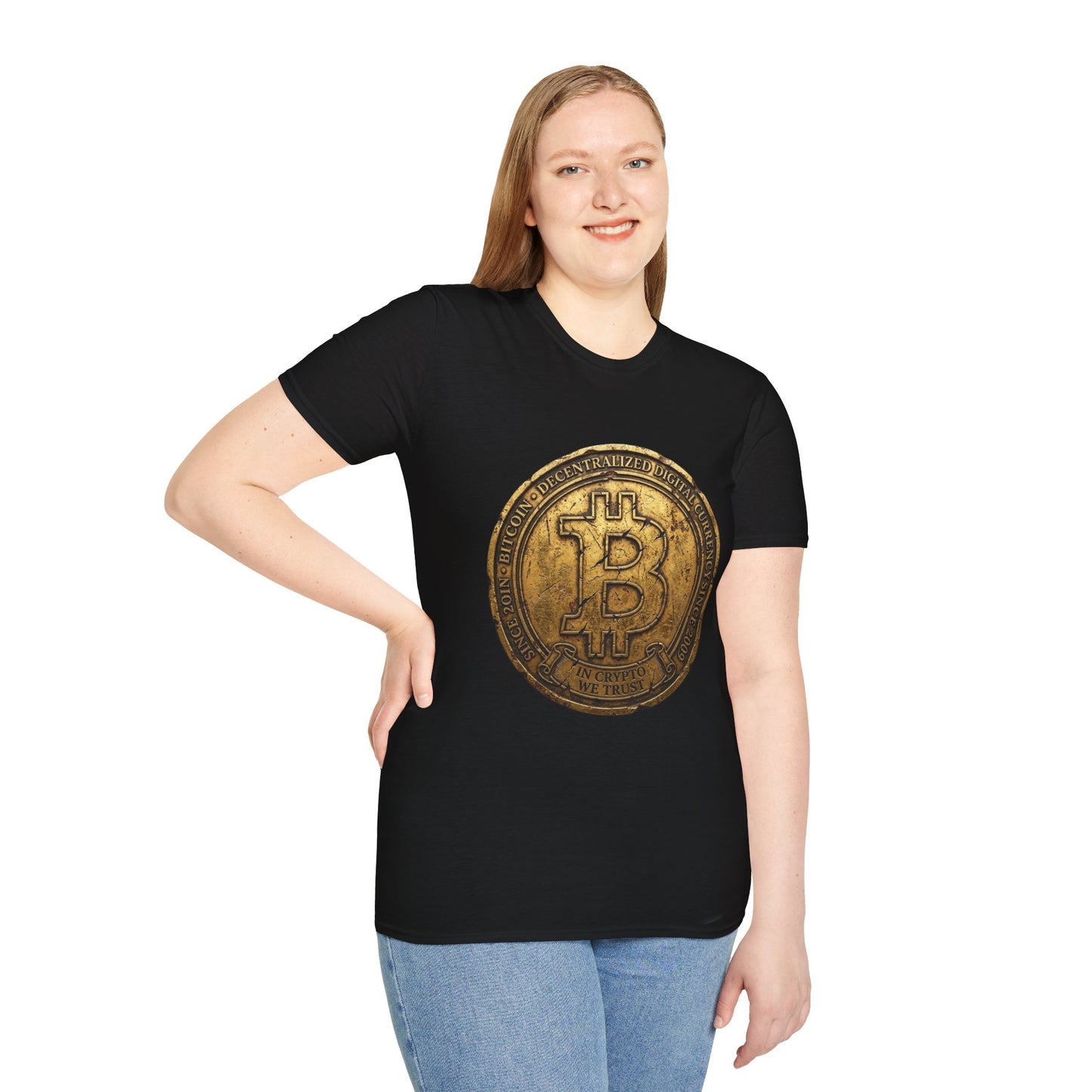 Bitcoin Coin Graphic T-Shirt — Vintage Gold Crypto Tee for Bitcoin Fans