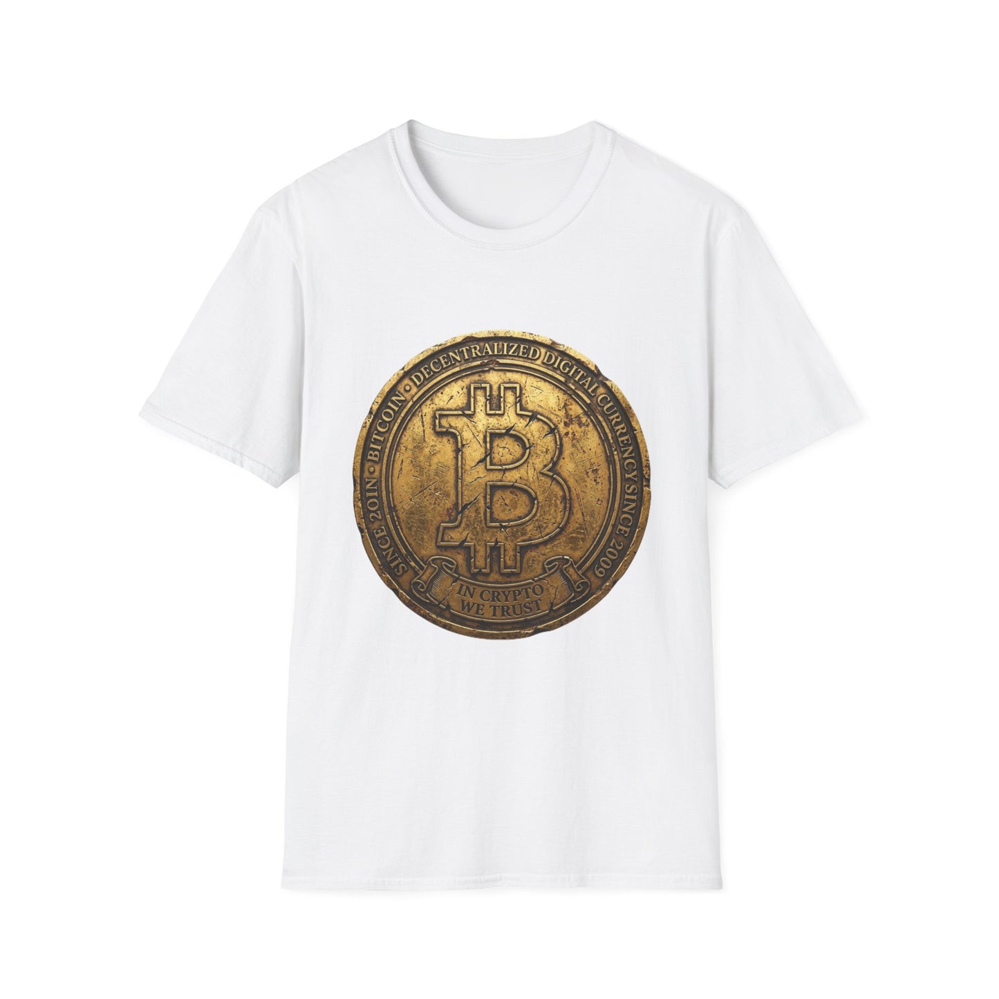 Bitcoin Coin Graphic T-Shirt — Vintage Gold Crypto Tee for Bitcoin Fans