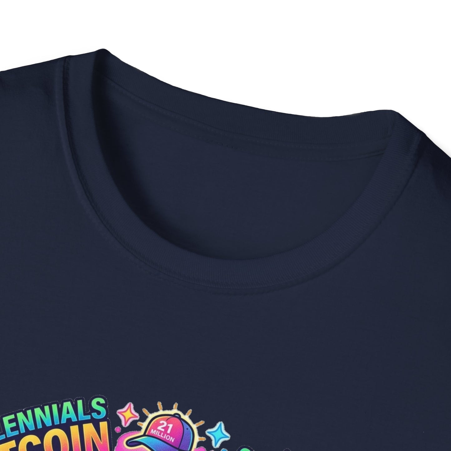 Bitcoin Millennial Crypto Crew T‑Shirt — Colorful Crypto Mining Graphic Tee