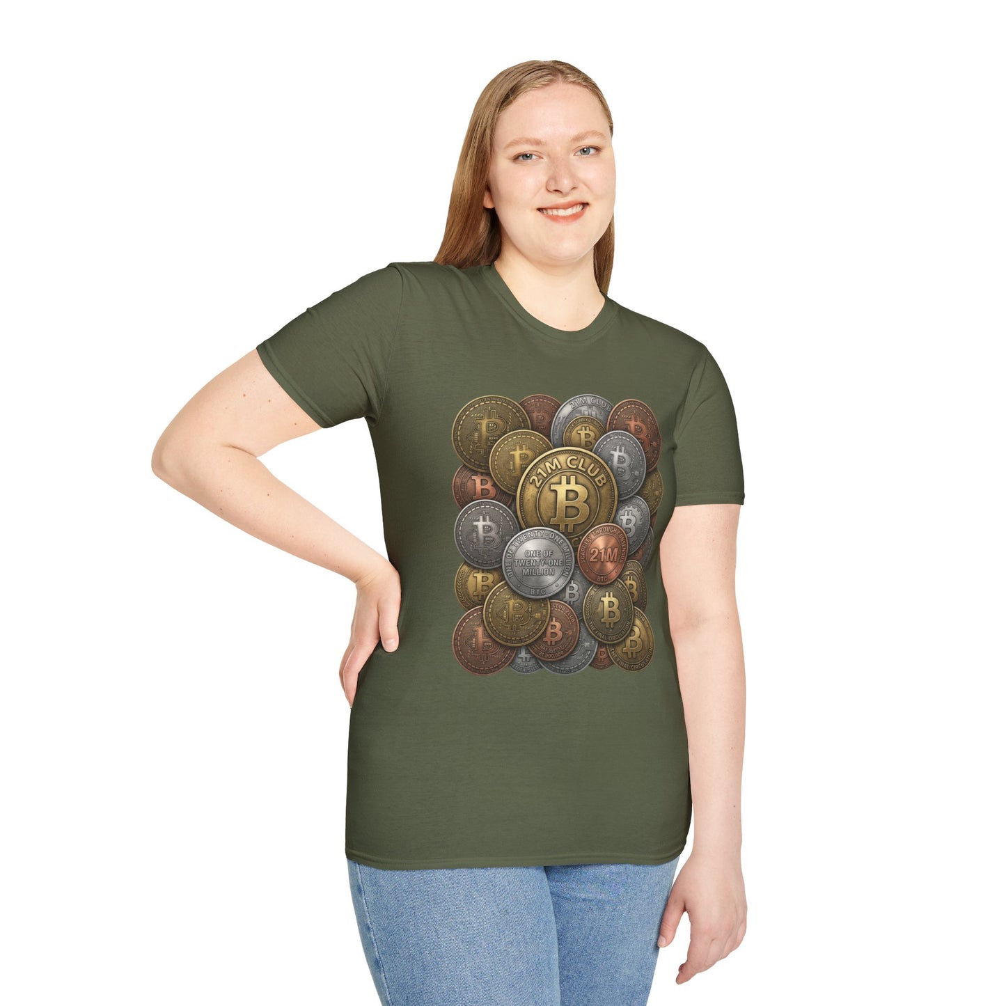 21M Club Coins Stack T-Shirt — Bitcoin & Altcoin Vintage Coins Tee