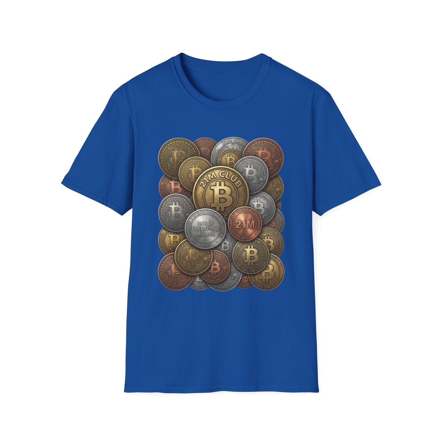 21M Club Coins Stack T-Shirt — Bitcoin & Altcoin Vintage Coins Tee