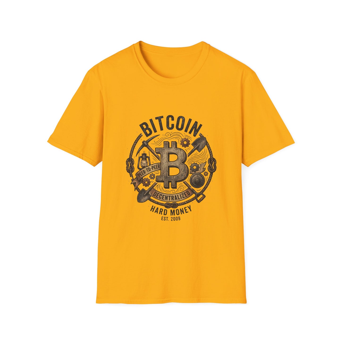 Bitcoin Hard Money T-Shirt — Vintage Crypto Mining Design