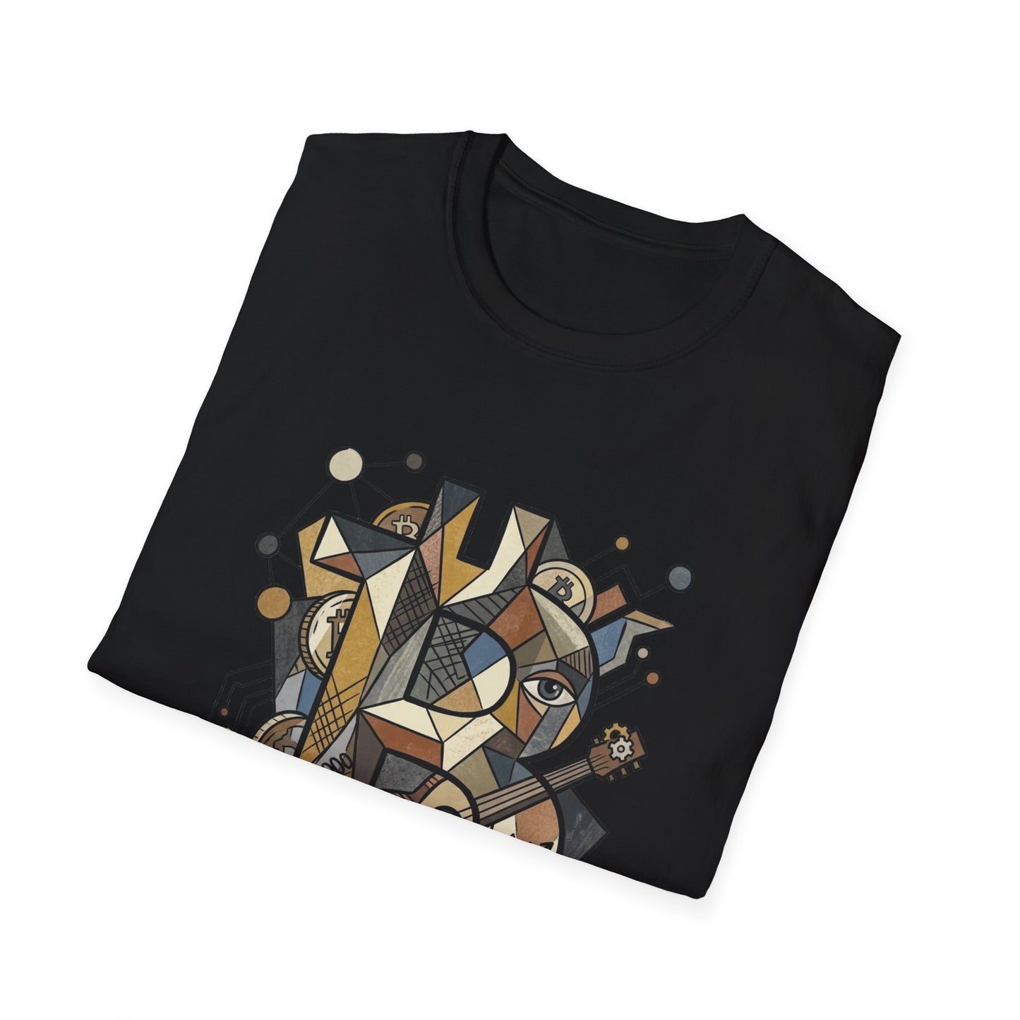 Abstract Geometric Bitcoin T-Shirt — Retro Music Art Tee