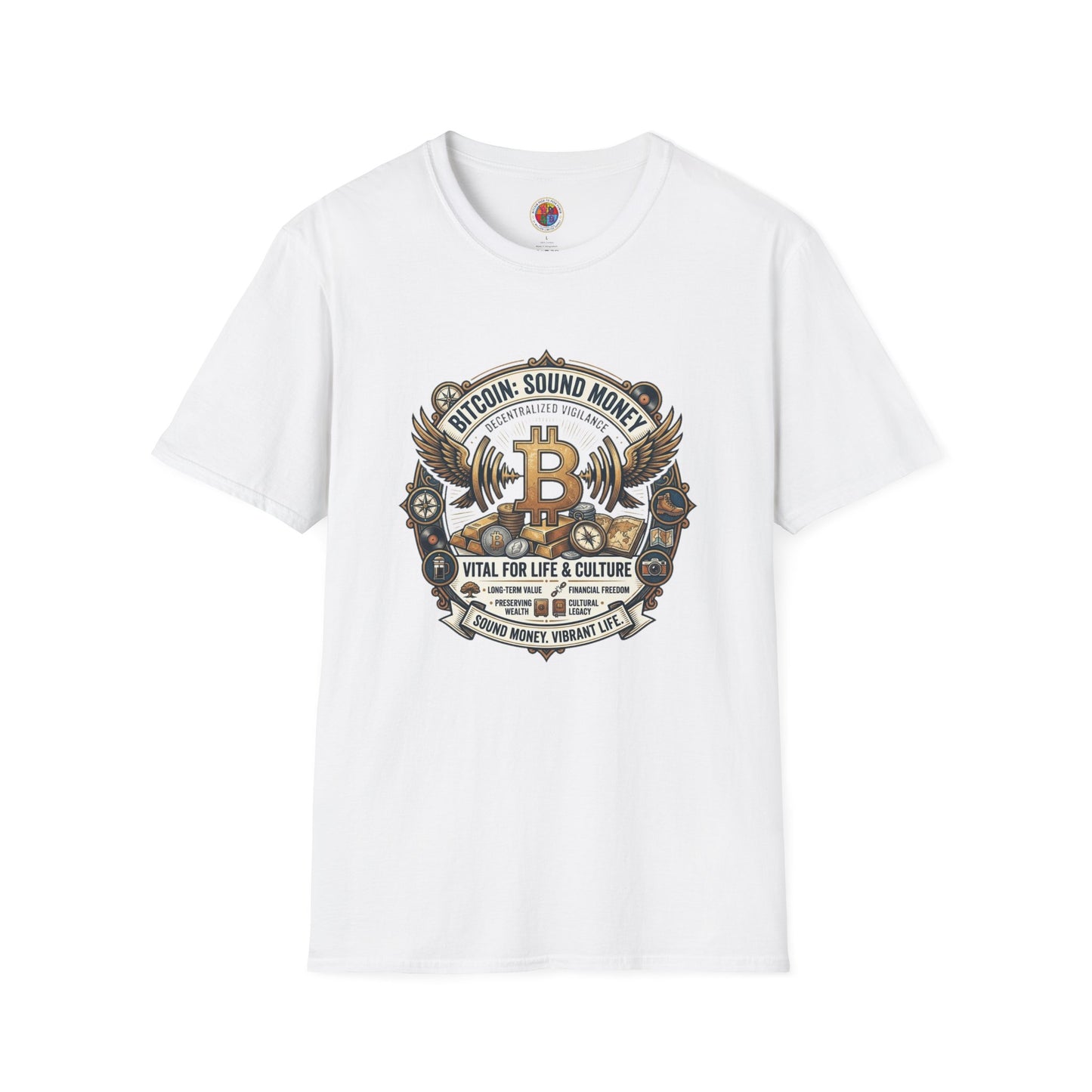 Bitcoin Emblem T-Shirt — "Bitcoin: Sound Money" Vintage Crypto Crest Tee