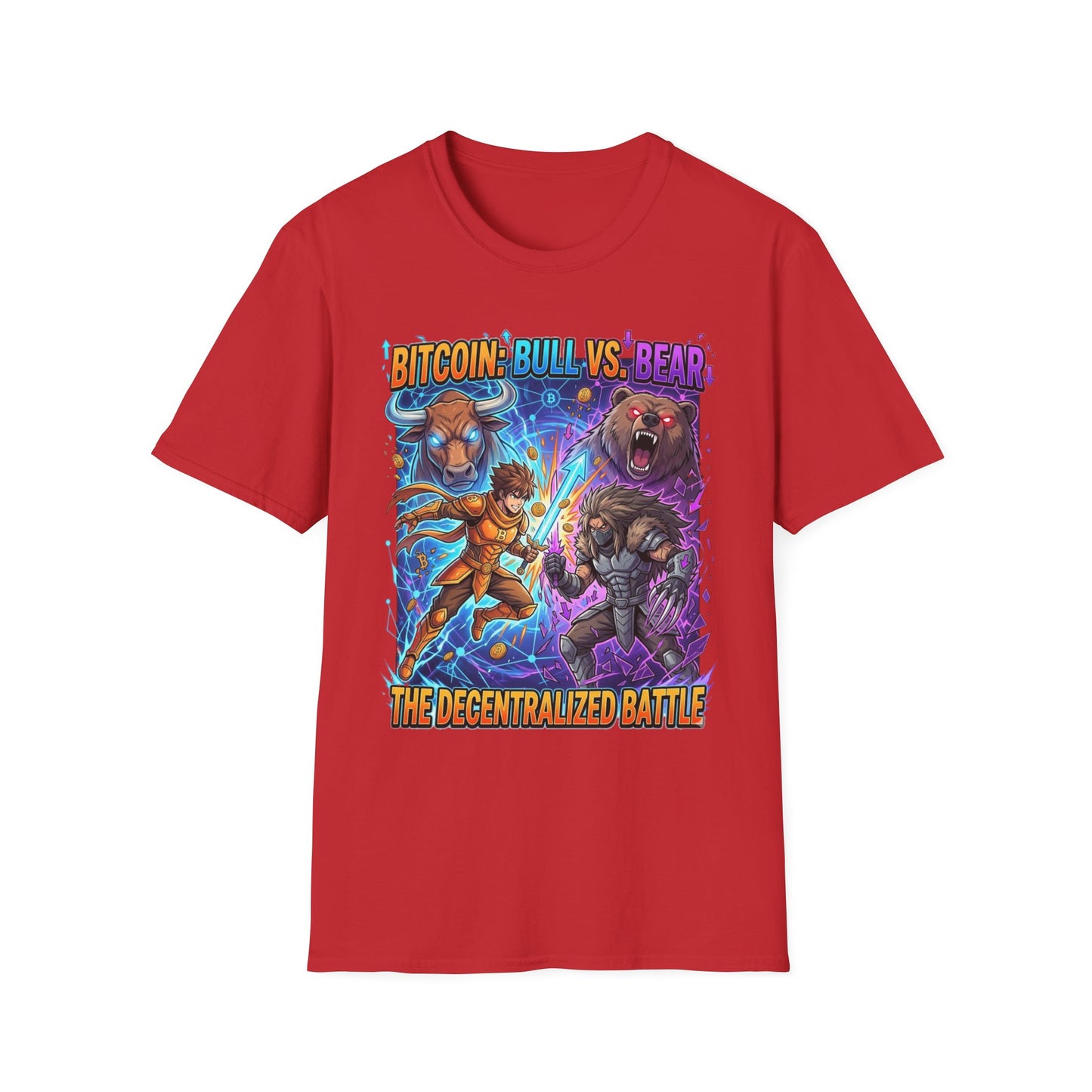 Bitcoin Bull vs Bear T-Shirt - 'The Decentralized Battle' Crypto Graphic Tee