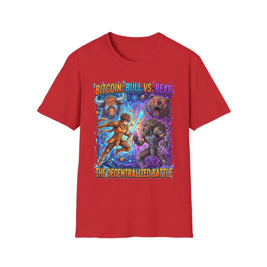 Bitcoin Bull vs Bear T-Shirt - 'The Decentralized Battle' Crypto Graphic Tee