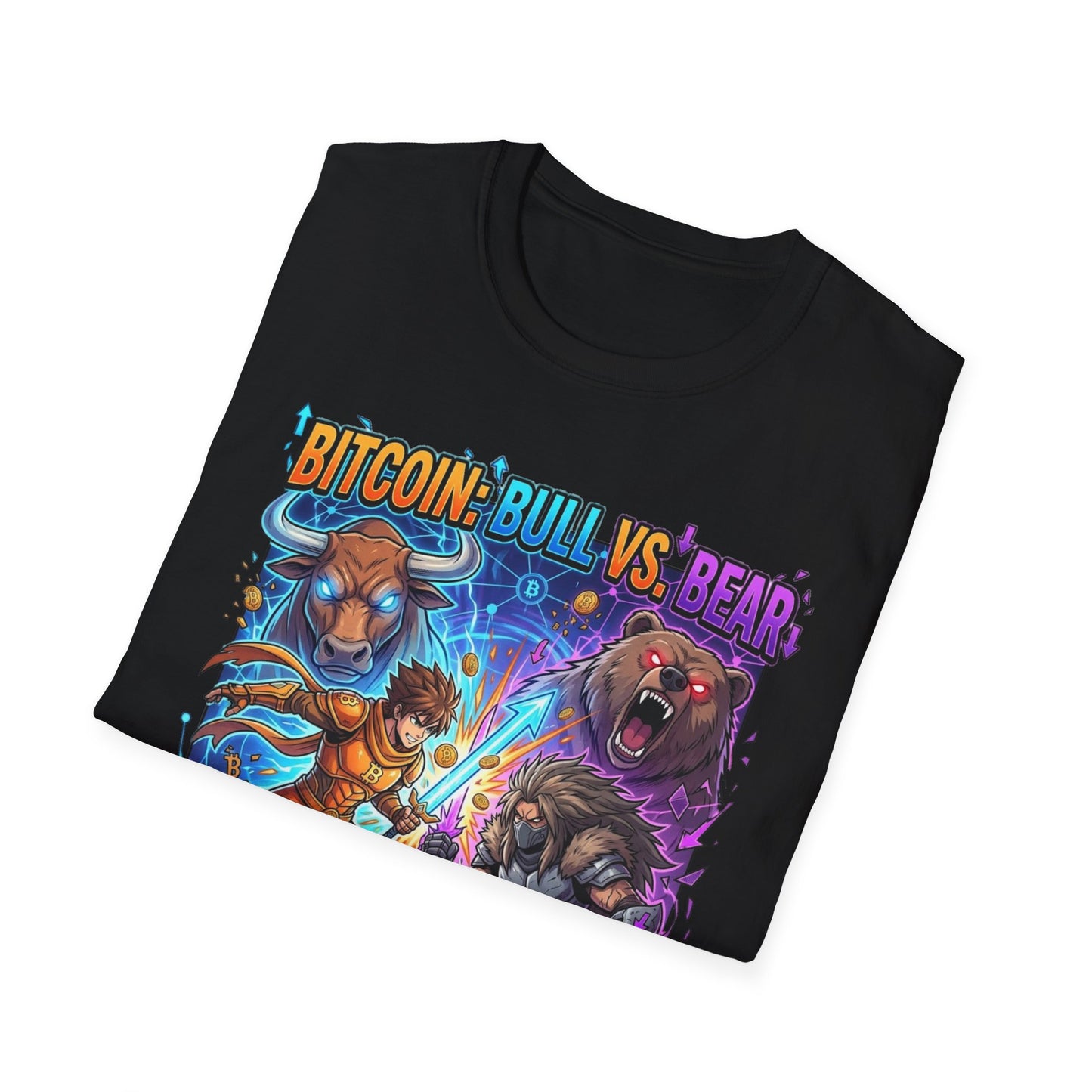 Bitcoin Bull vs Bear T-Shirt - 'The Decentralized Battle' Crypto Graphic Tee