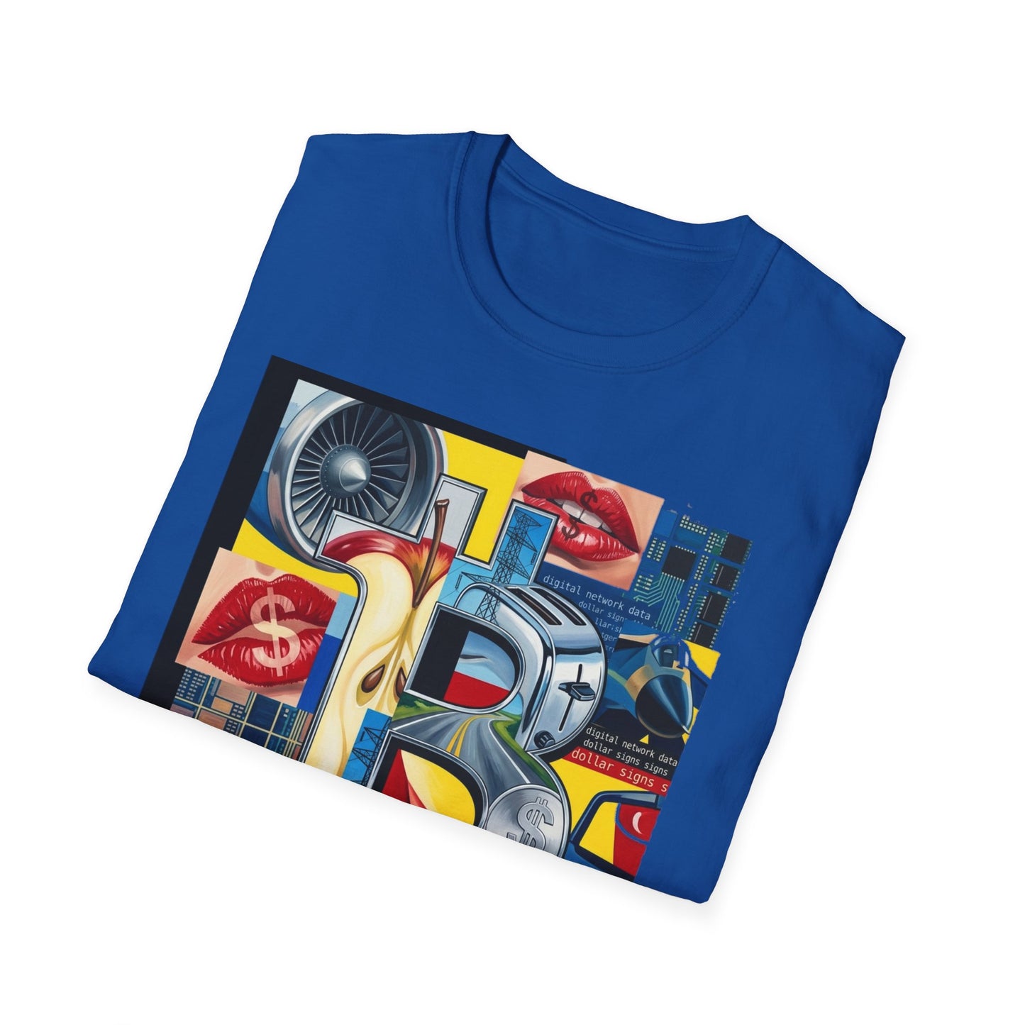 Retro Pop Art 'Ride' Graphic T-Shirt — Vintage Collage Motorcycle & Lips Design