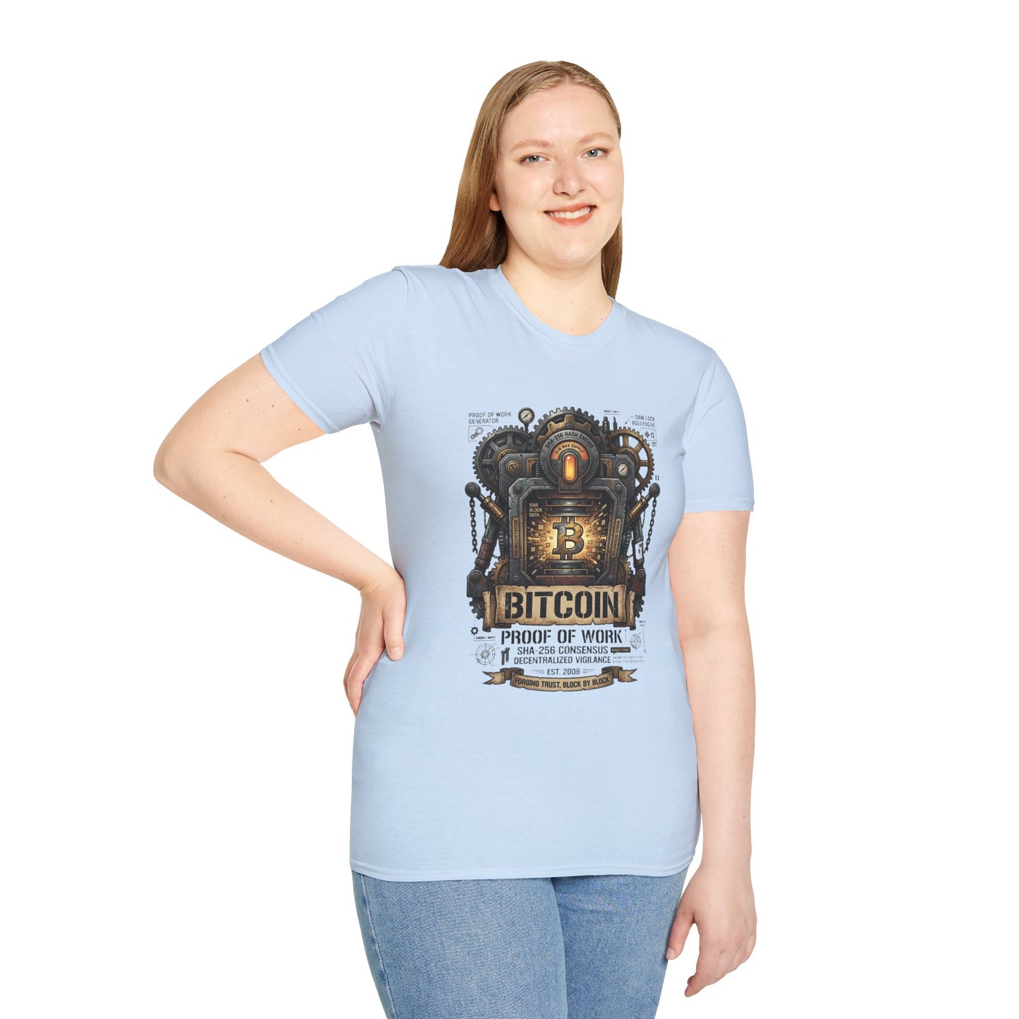 Bitcoin Proof of Work T-Shirt — Steampunk Crypto Miner Tee