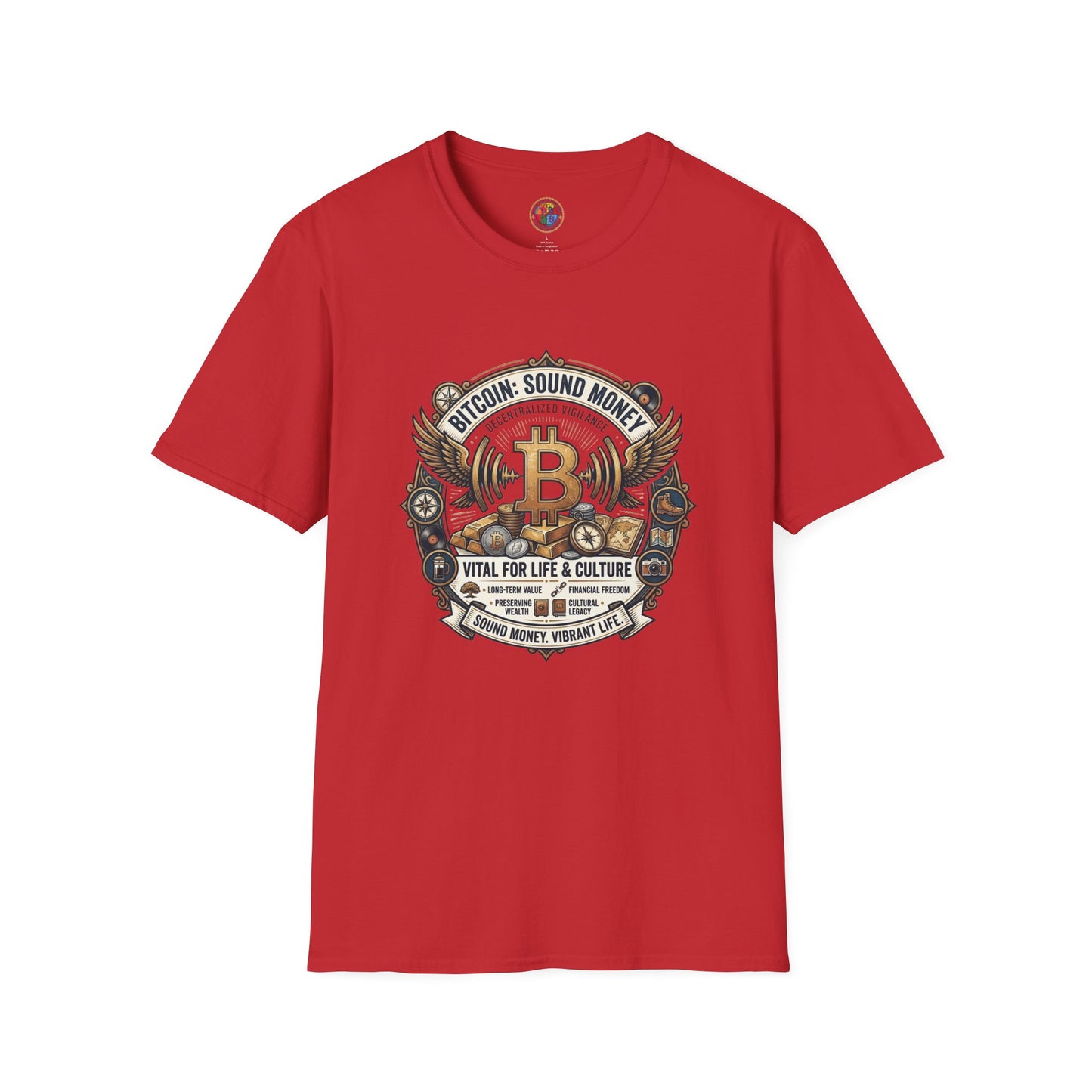 Bitcoin Emblem T-Shirt — "Bitcoin: Sound Money" Vintage Crypto Crest Tee
