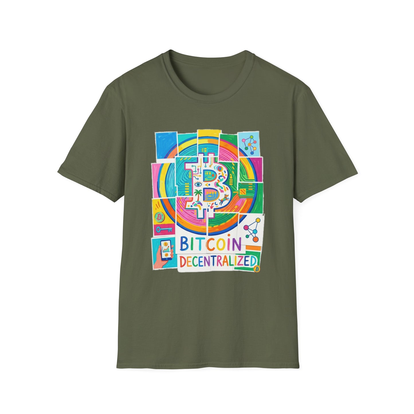 Bitcoin Decentralized Graphic T-Shirt — Colorful Crypto Logo Tee