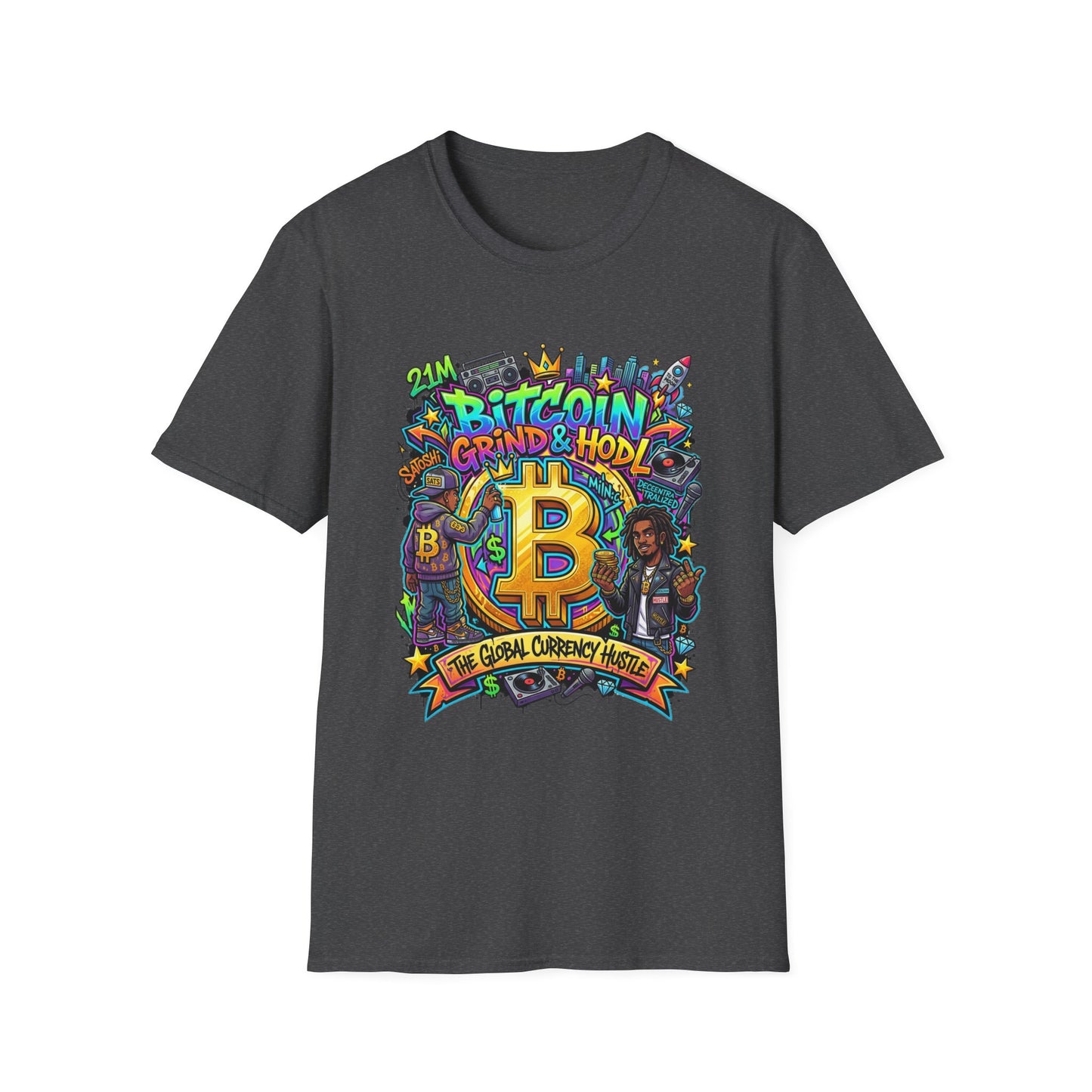 Bitcoin Grind & HODL T-Shirt — Crypto Currency Street Art Tee