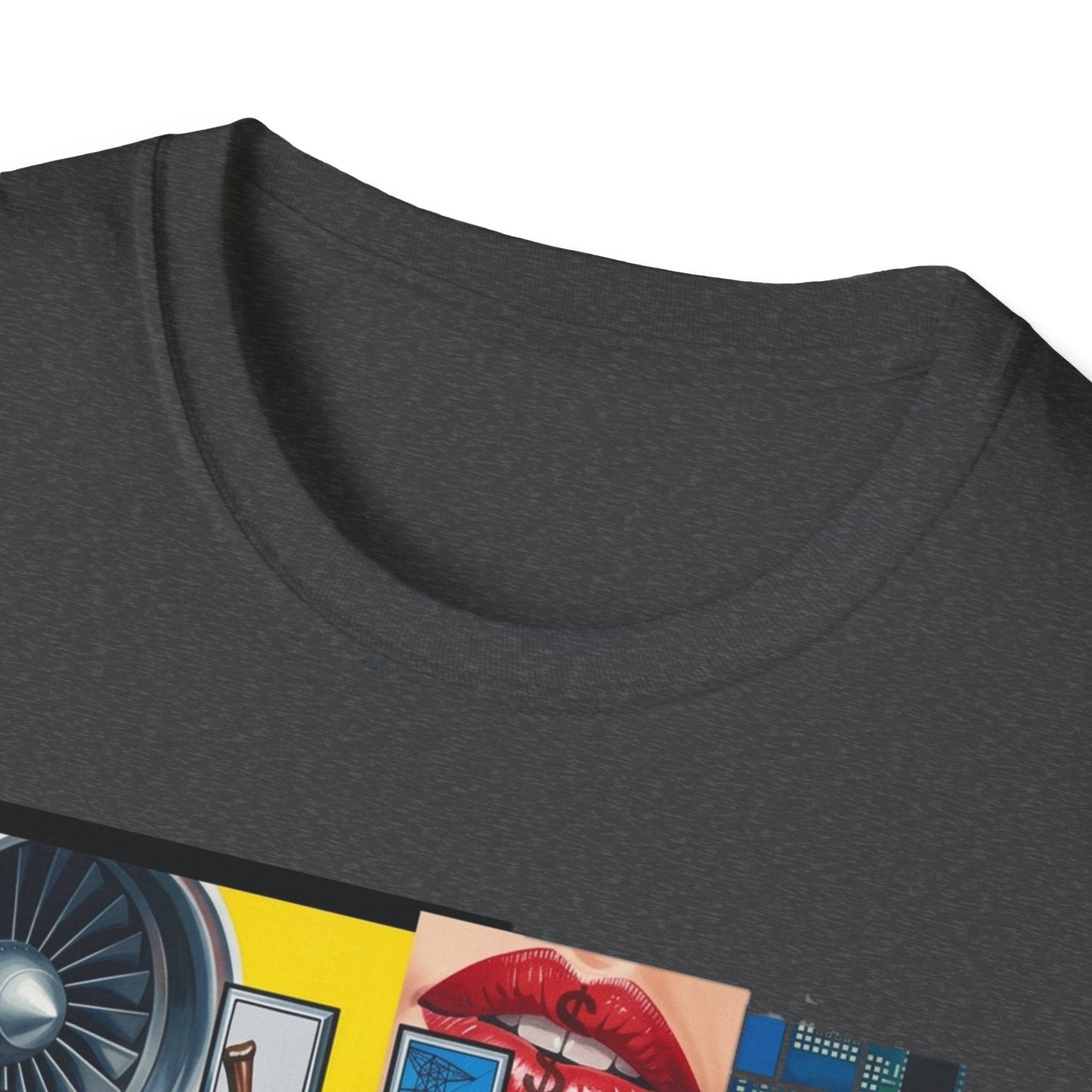 Retro Pop Art 'Ride' Graphic T-Shirt — Vintage Collage Motorcycle & Lips Design