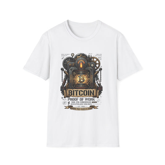 Bitcoin Proof of Work T-Shirt — Steampunk Crypto Miner Tee