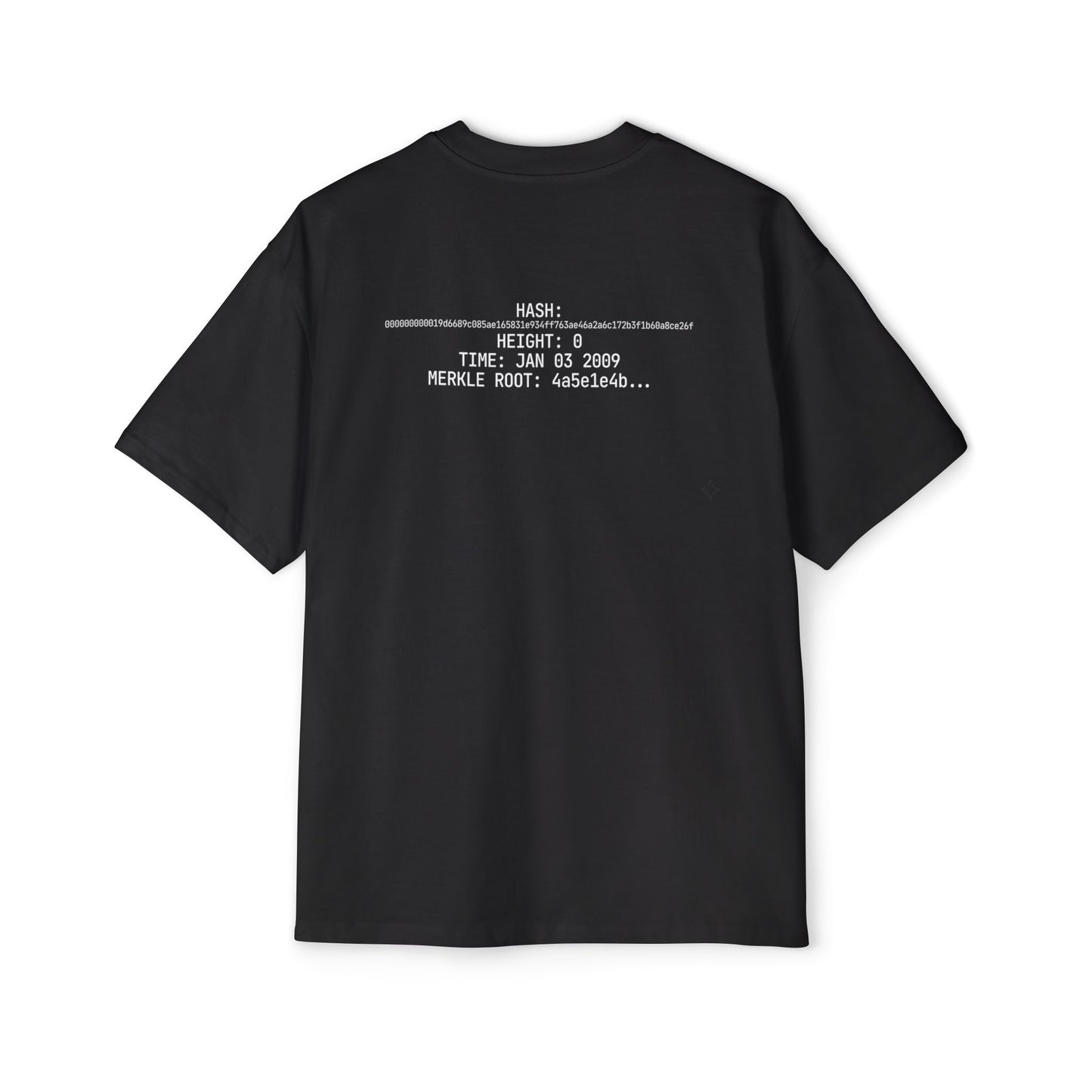 Bitcoin Genesis Block Tee — Coordinates Back & SHA-256 Front