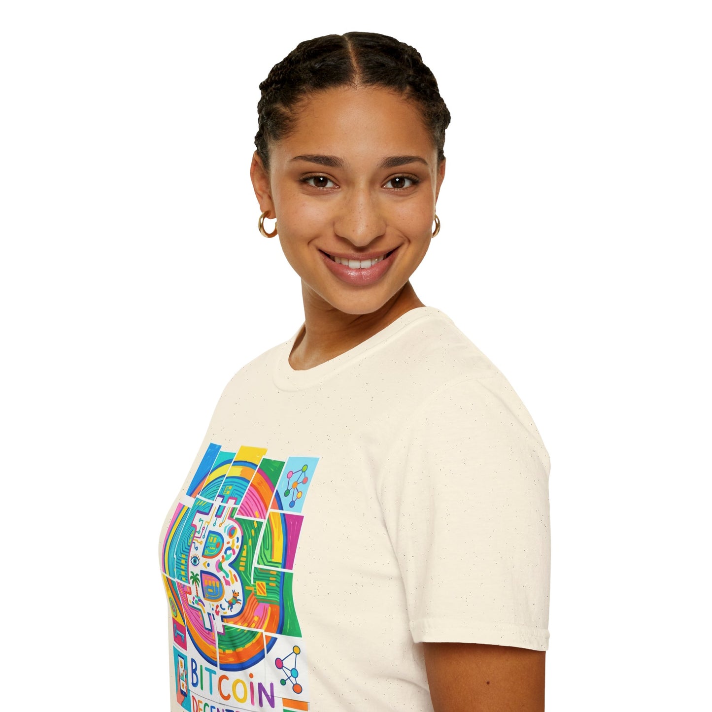 Bitcoin Decentralized Graphic T-Shirt — Colorful Crypto Logo Tee