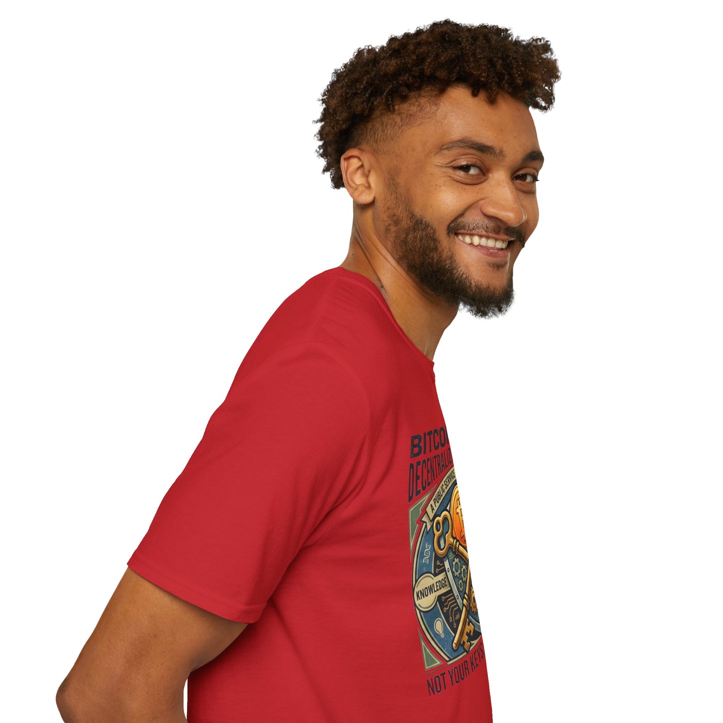 Bitcoin PSA T-Shirt — "Decentralized Vigilance: Not Your Keys, Not Your Coins"