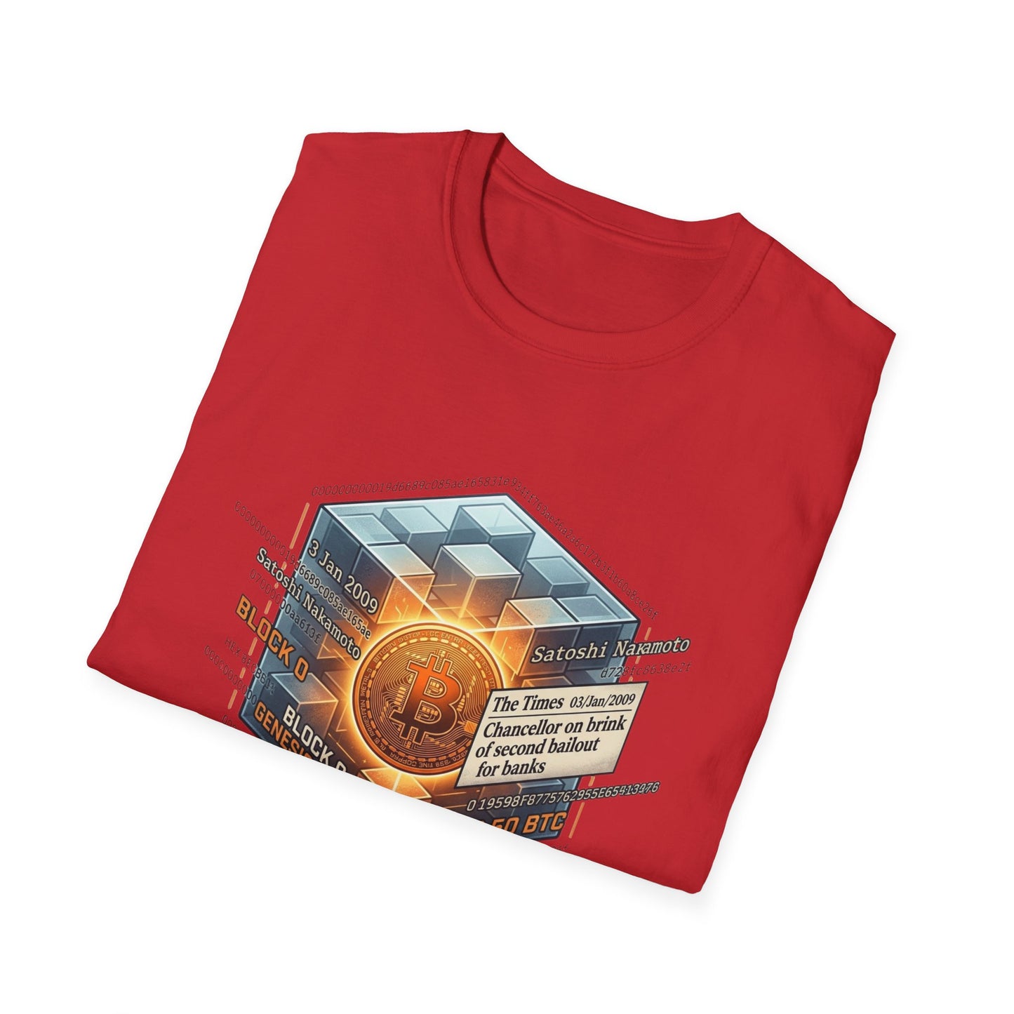 T-Shirt — The Genesis Block Bitcoin Graphic Tee (Cryptocurrency Miner Design)
