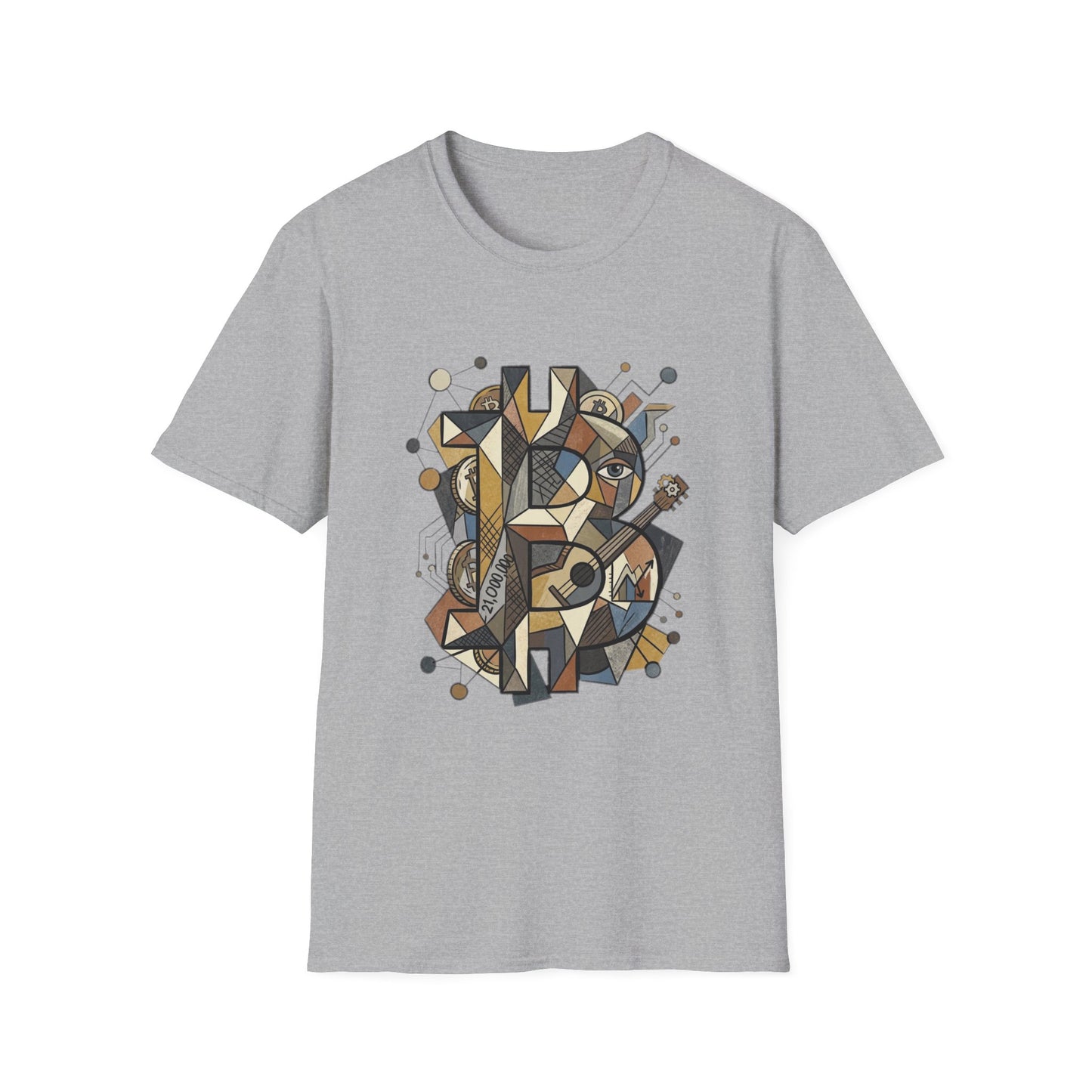 Abstract Geometric Bitcoin T-Shirt — Retro Music Art Tee