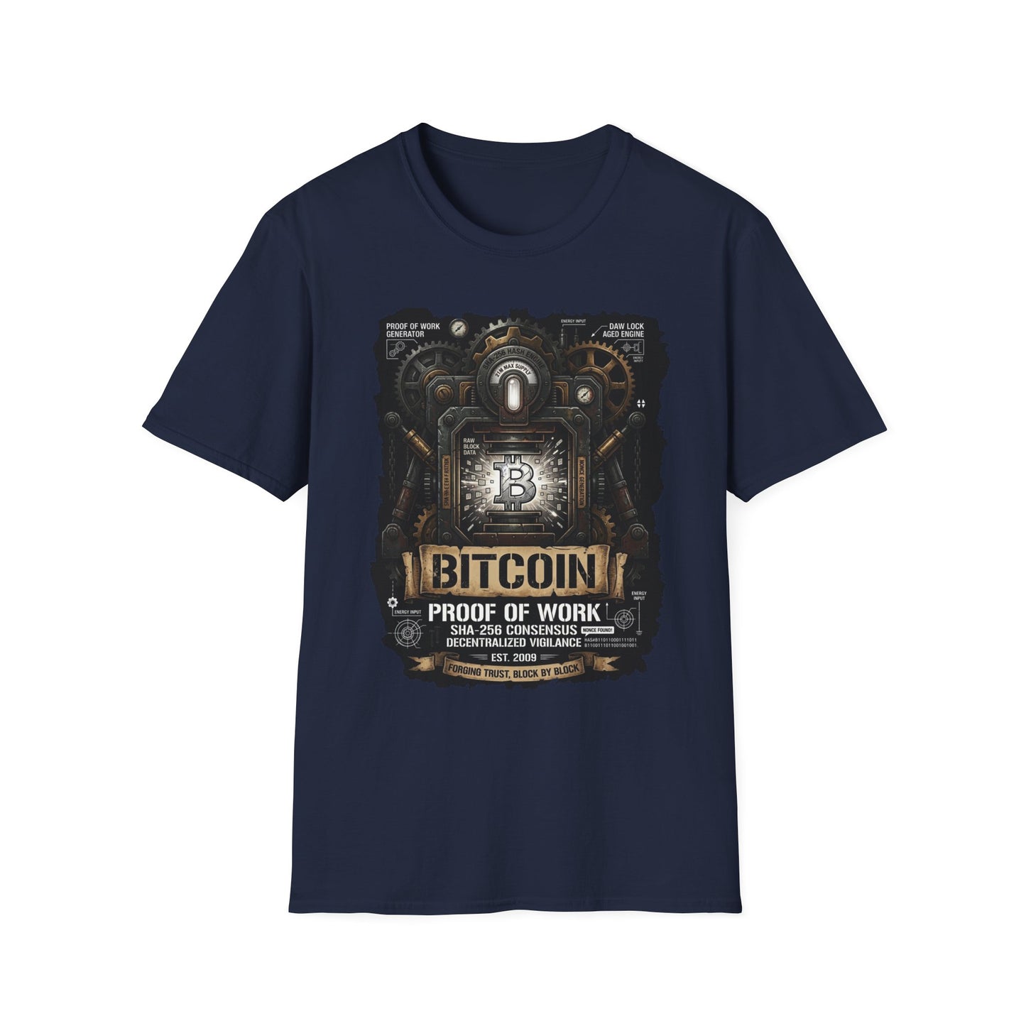 Bitcoin Proof of Work T-Shirt — Crypto Miner Vintage Graphic Tee