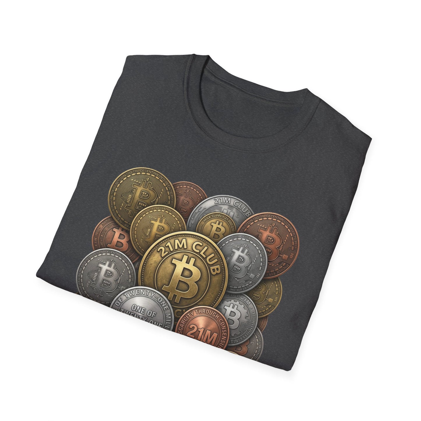 21M Club Coins Stack T-Shirt — Bitcoin & Altcoin Vintage Coins Tee