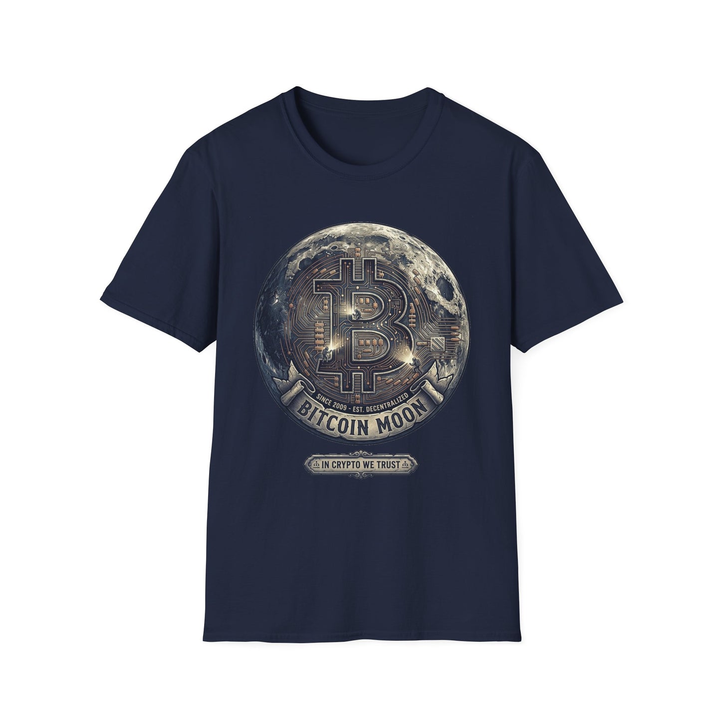 Bitcoin Moon Graphic T-Shirt — “In Crypto We Trust” Crypto Enthusiast Tee