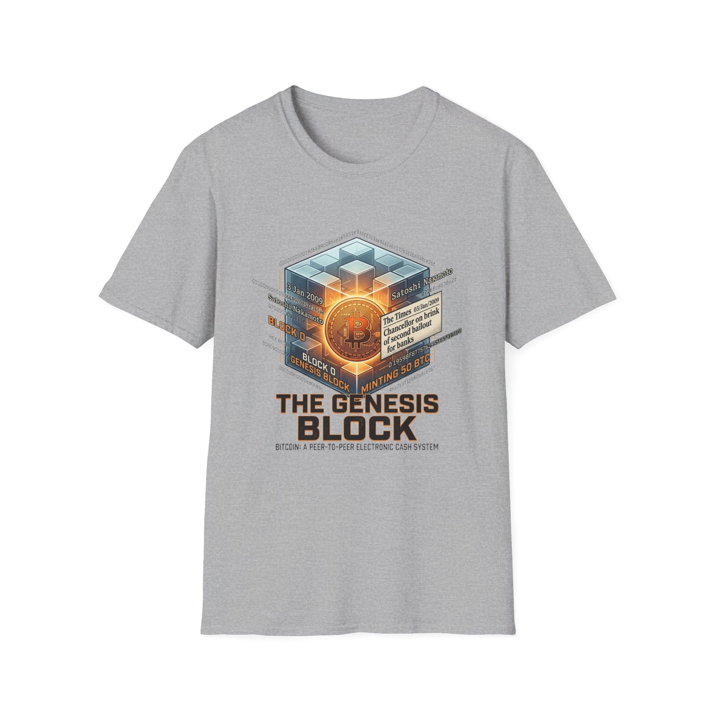 T-Shirt — The Genesis Block Bitcoin Graphic Tee (Cryptocurrency Miner Design)