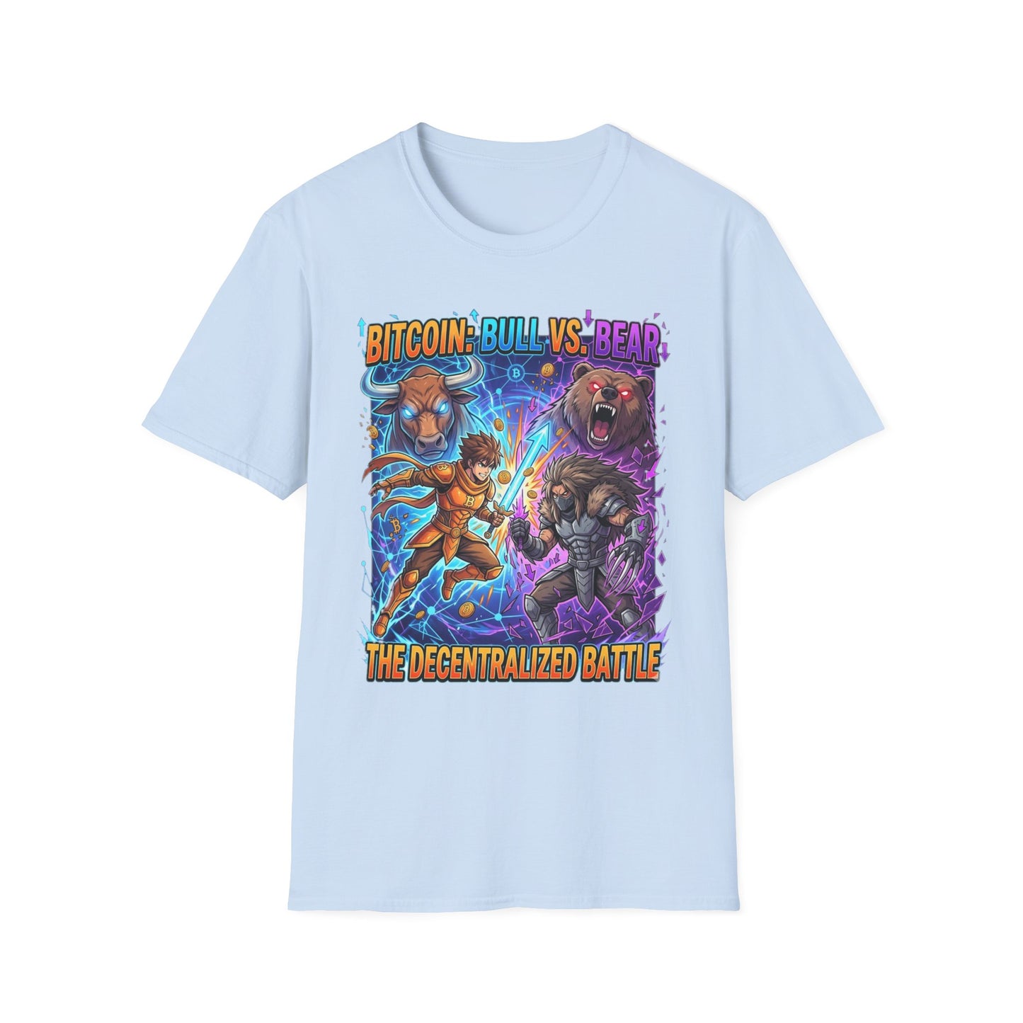 Bitcoin Bull vs Bear T-Shirt - 'The Decentralized Battle' Crypto Graphic Tee