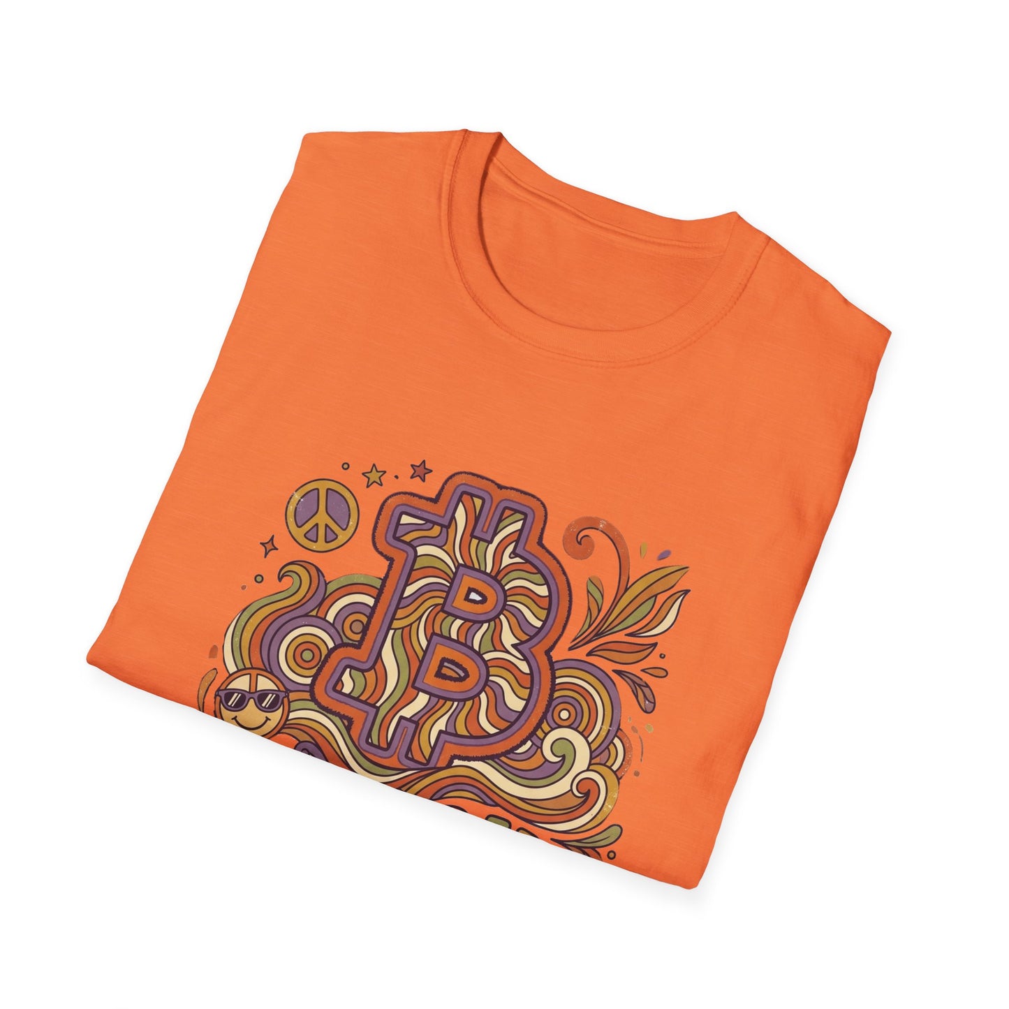 Groovy Retro Bitcoin Graphic T-Shirt | Cryptocurrency Logo Tee