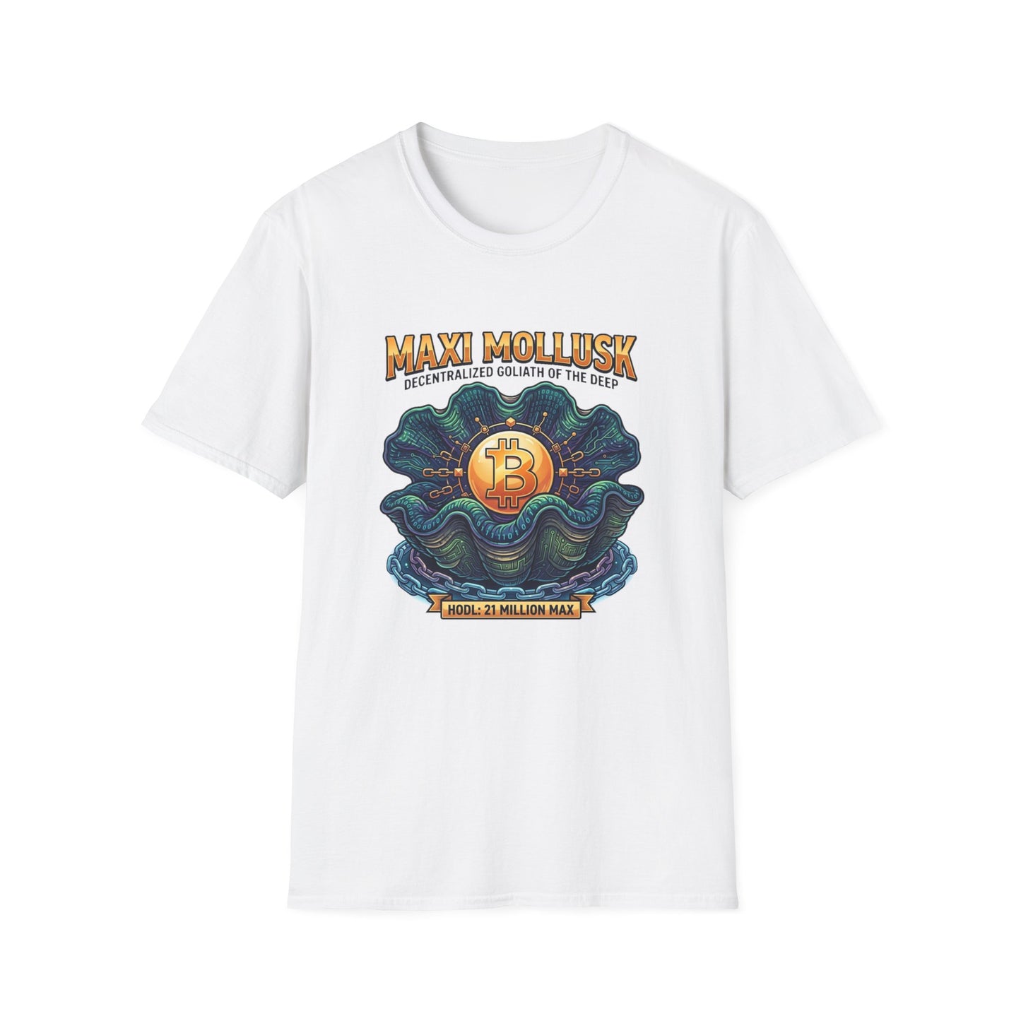 Bitcoin Pearl T-Shirt — "Maxi Mollusk" Crypto Art Tee