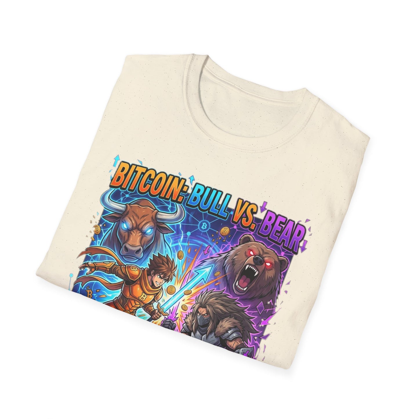Bitcoin Bull vs Bear T-Shirt - 'The Decentralized Battle' Crypto Graphic Tee