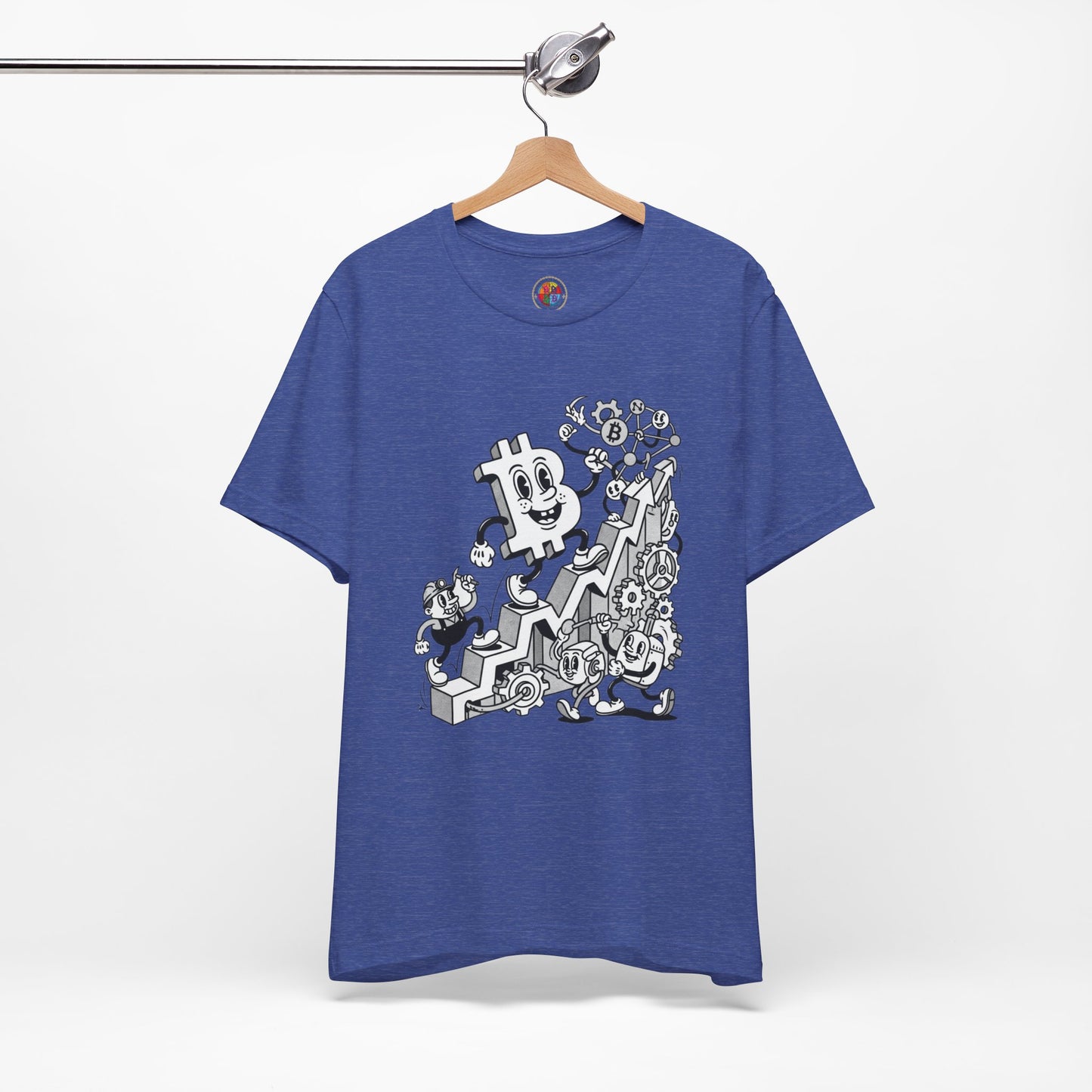 Bitcoin Growth Cartoon Tee — Crypto Stairs Illustration T-Shirt