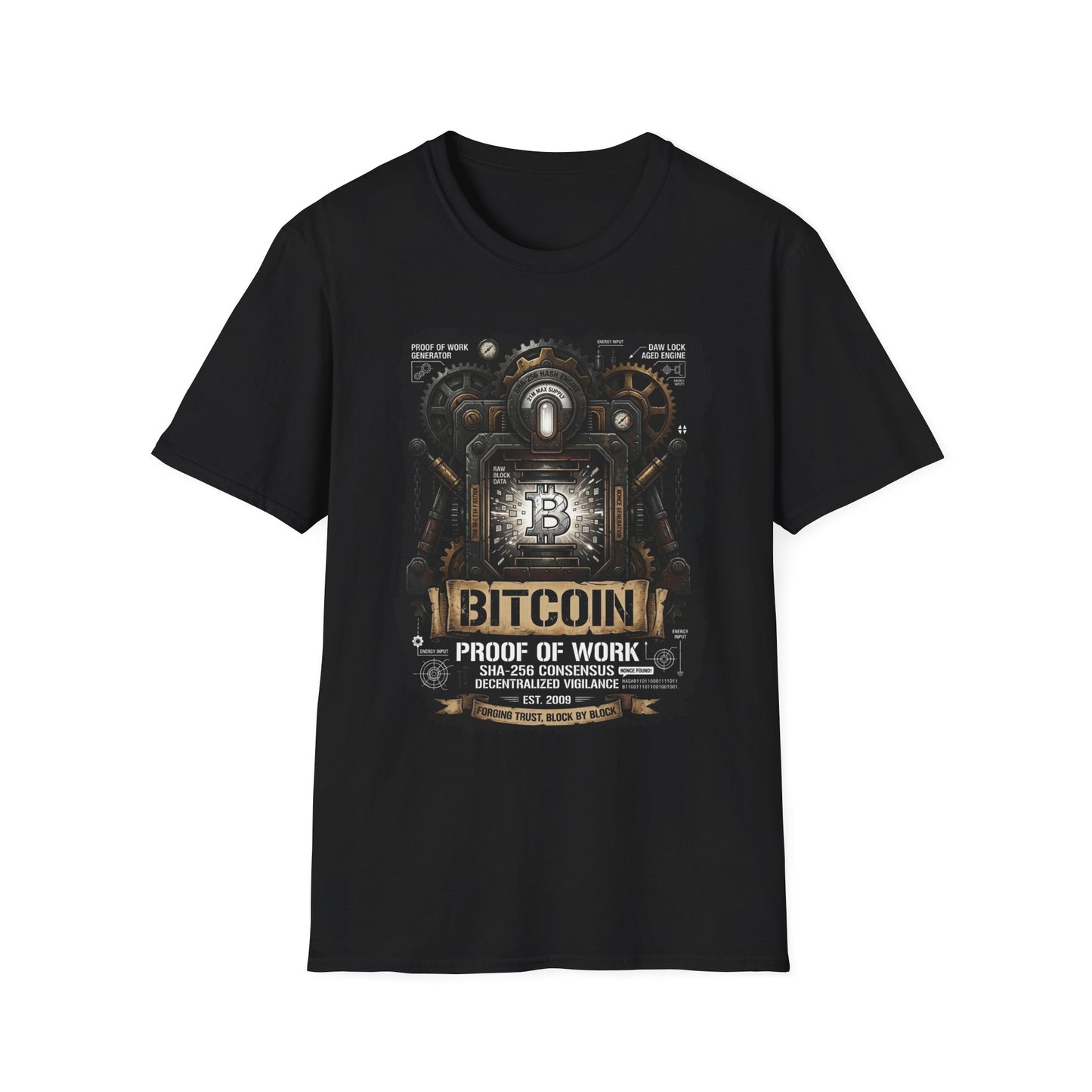 Bitcoin Proof of Work T-Shirt — Crypto Miner Vintage Graphic Tee