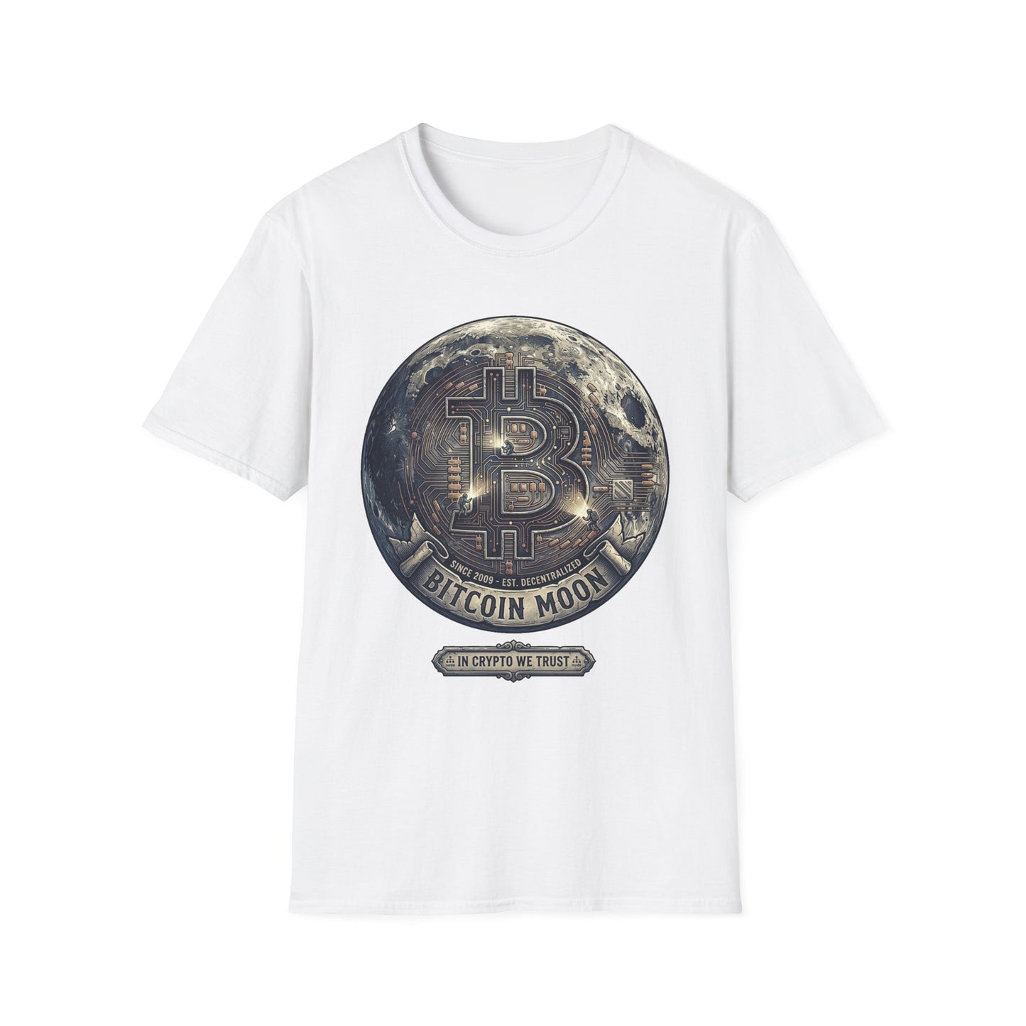 Bitcoin Moon Graphic T-Shirt — “In Crypto We Trust” Crypto Enthusiast Tee