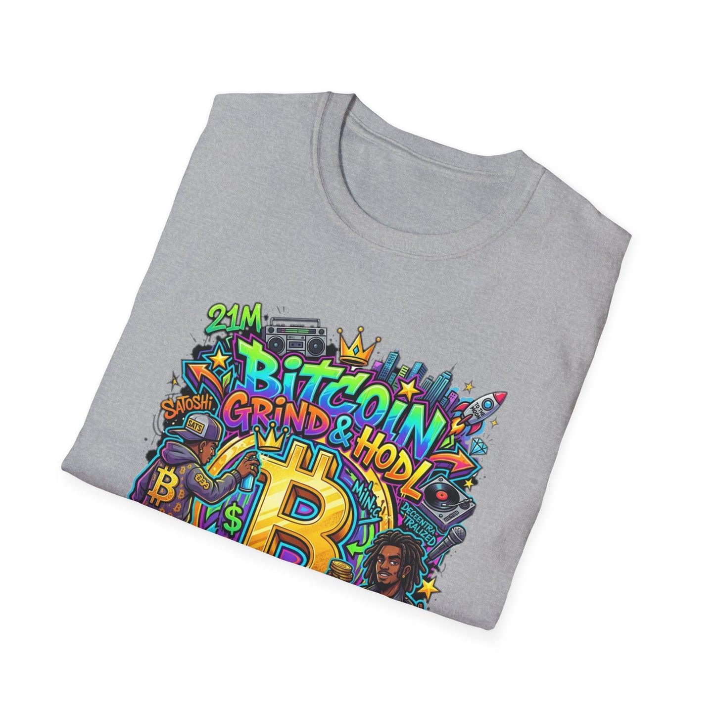 Bitcoin Grind & HODL T-Shirt — Crypto Currency Street Art Tee
