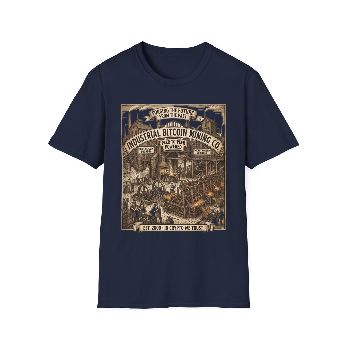 Industrial Bitcoin Mining Co. T-Shirt — Vintage Crypto Miner Graphic Tee