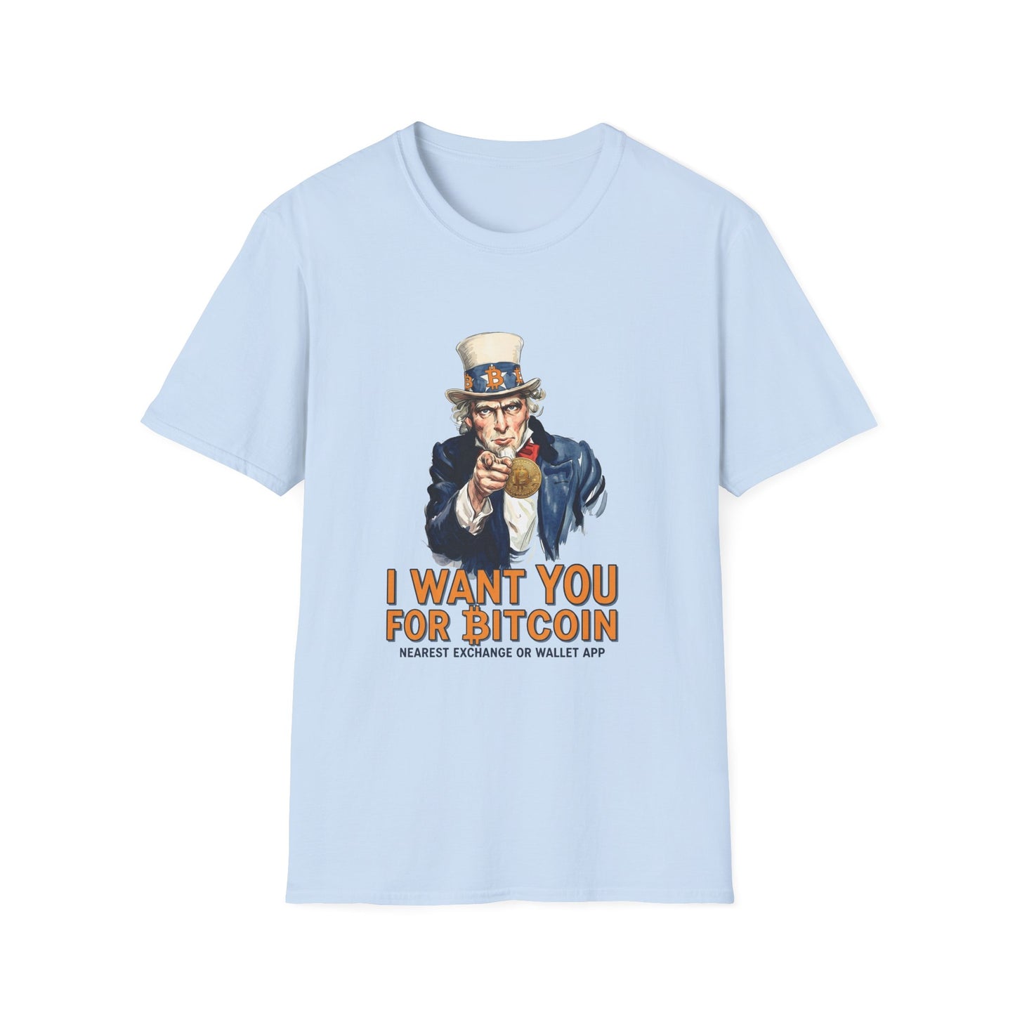 Bitcoin Uncle Sam T-Shirt — "I Want You for Bitcoin" Patriotic Crypto Tee