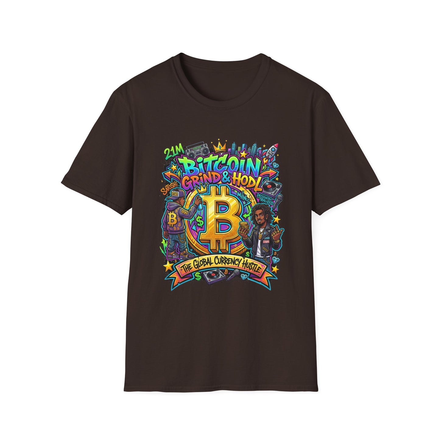 Bitcoin Grind & HODL T-Shirt — Crypto Currency Street Art Tee