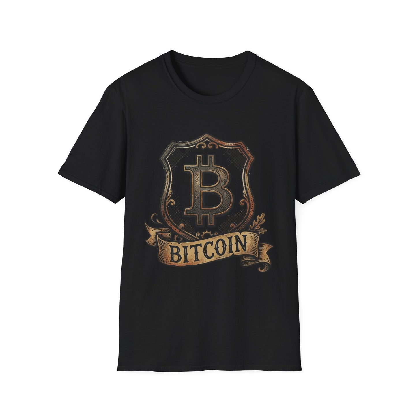 Bitcoin Crest T-Shirt — Vintage Cryptocurrency Emblem Tee