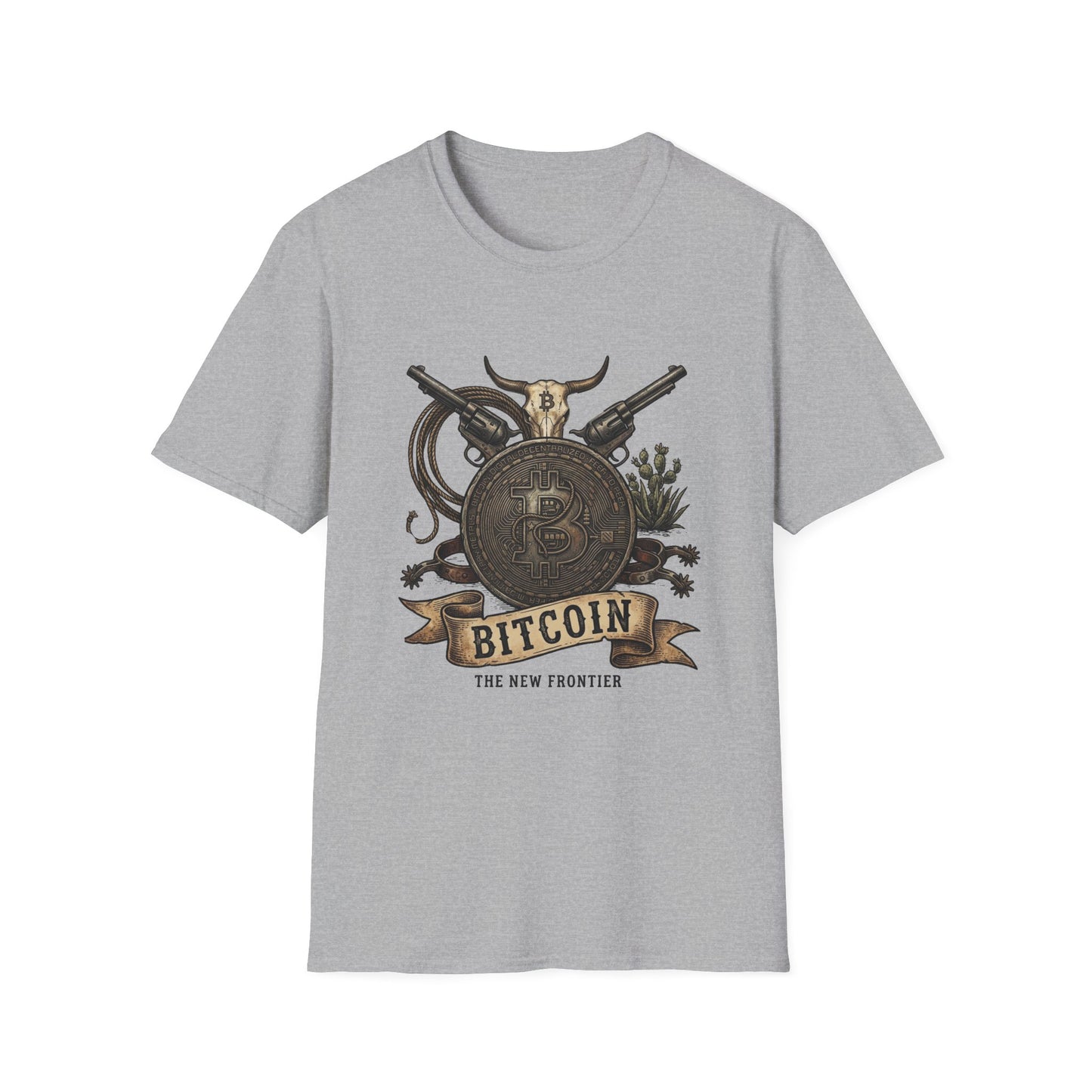 Bitcoin Western T-Shirt — "Bitcoin: The New Frontier" Vintage Crypto Tee