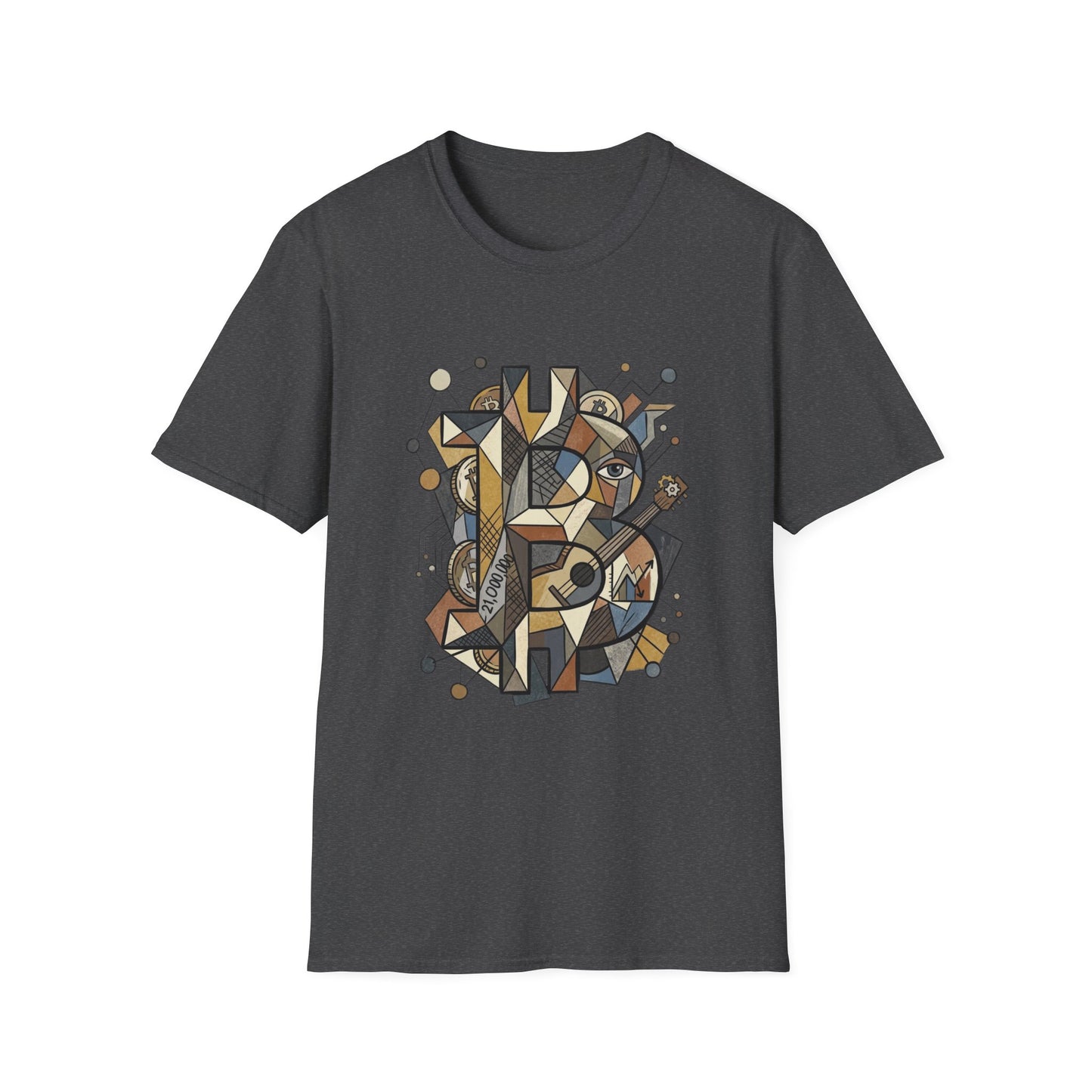 Abstract Geometric Bitcoin T-Shirt — Retro Music Art Tee