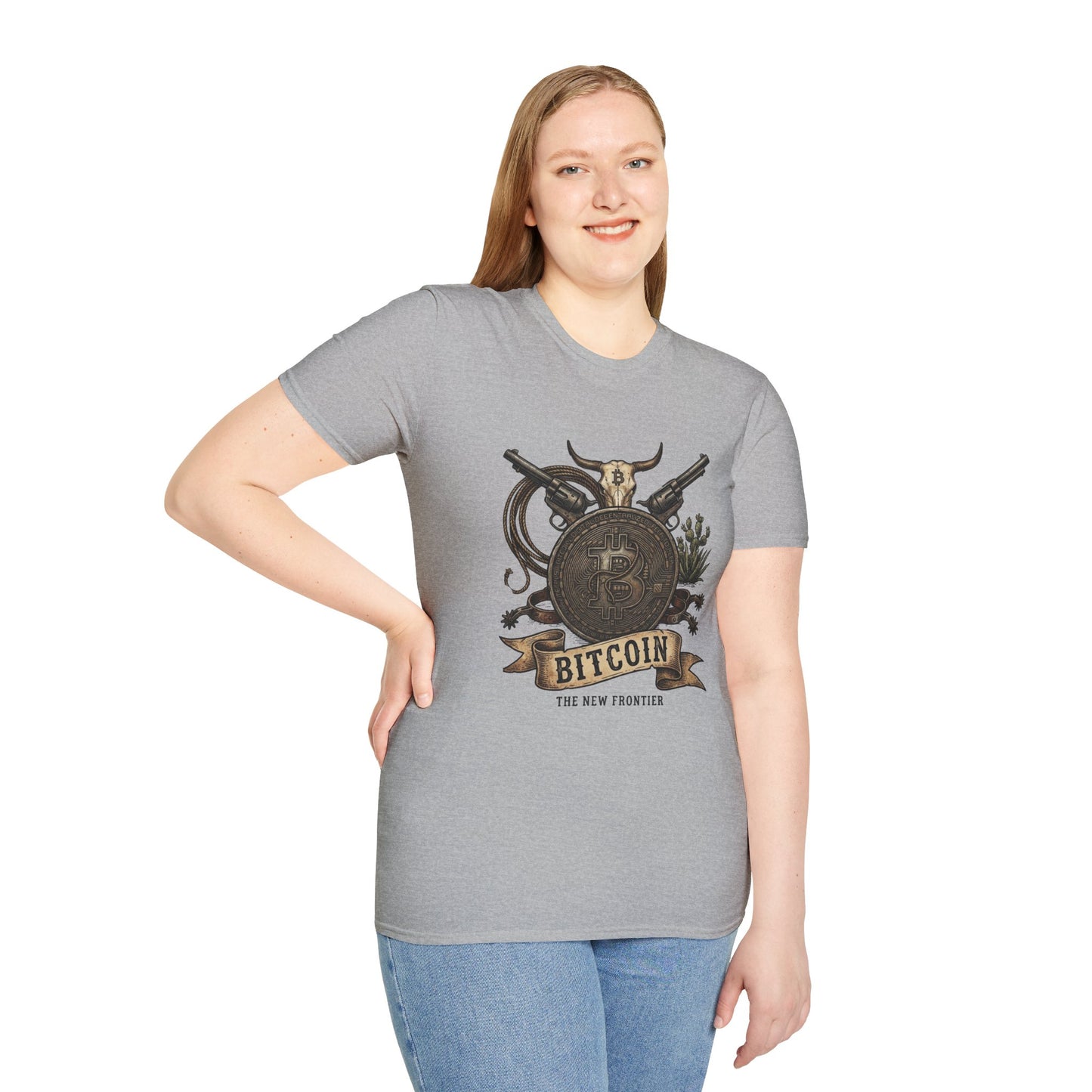 Bitcoin Western T-Shirt — "Bitcoin: The New Frontier" Vintage Crypto Tee