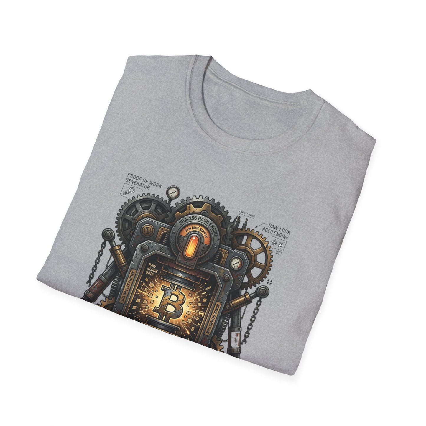 Bitcoin Proof of Work T-Shirt — Steampunk Crypto Miner Tee