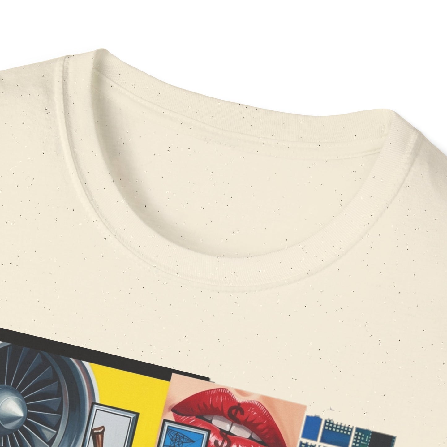 Retro Pop Art 'Ride' Graphic T-Shirt — Vintage Collage Motorcycle & Lips Design