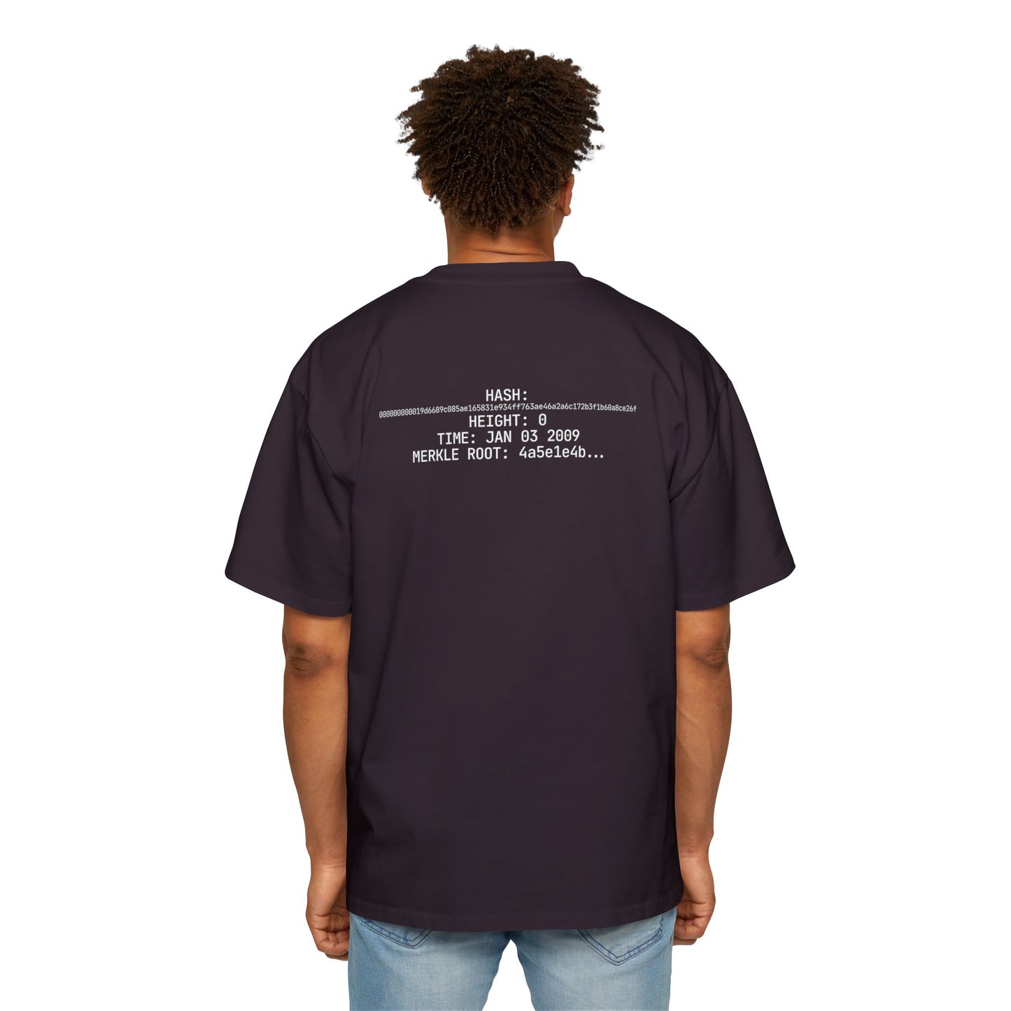 Bitcoin Genesis Block Tee — Coordinates Back & SHA-256 Front